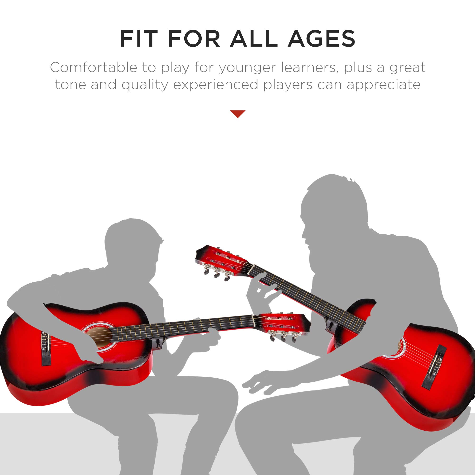 Best Choice Products 38-Inch Beginner Acoustic Guitar Starter Kit with Gig Bag, 6 Picks, Nylon Strings & Strap (Red Burst) - Perfect for Kids, Teens & Adult Beginners Learning Guitar at Home, School or Camp