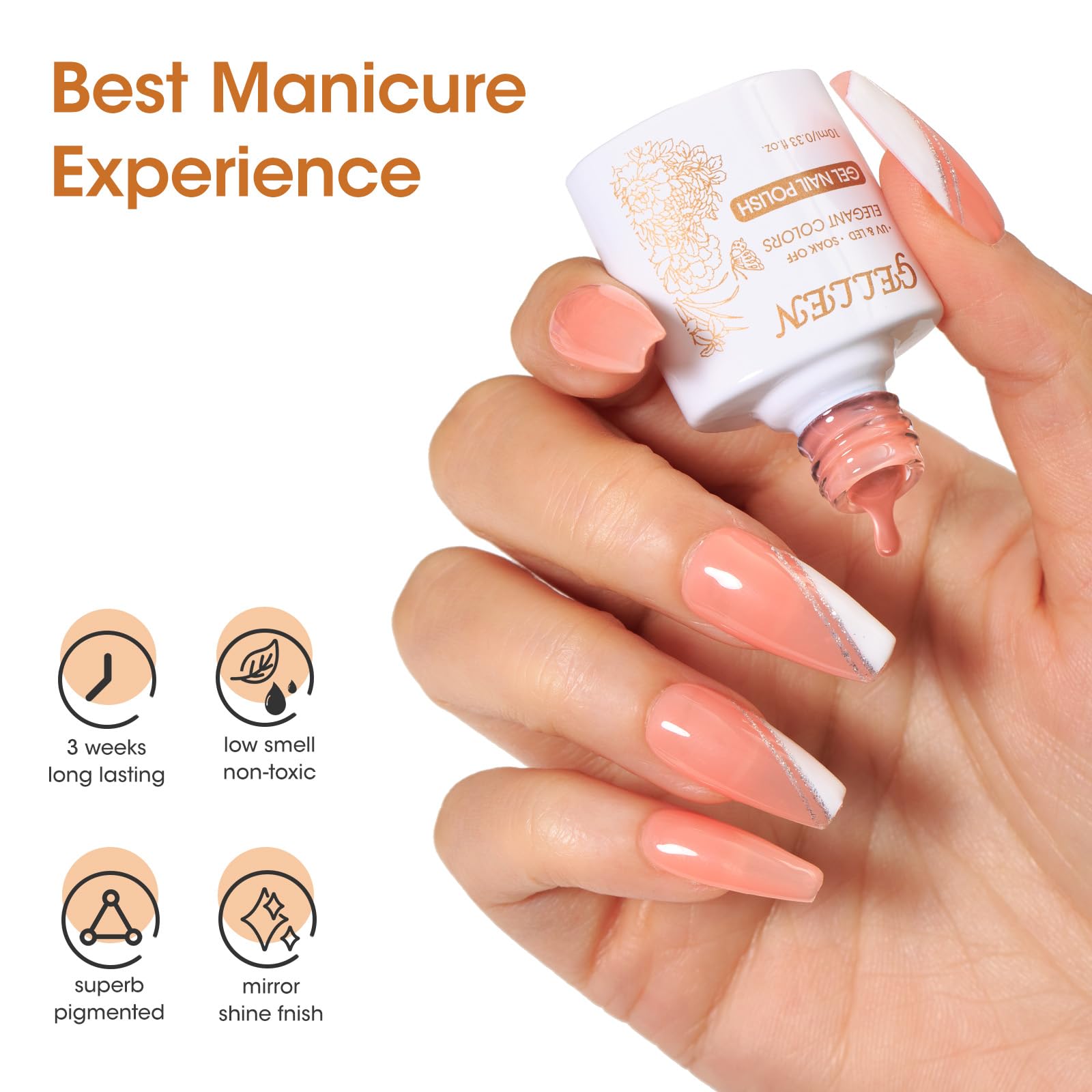 Gellen Jelly Gel Nail Polish Set - 6 Transparent Amber Brown Colors UV LED Soak Off Gel Polish for Salon & DIY at Home (Colors 744-754) | Perfect for Manicures, Pedicures & Nail Art Designs