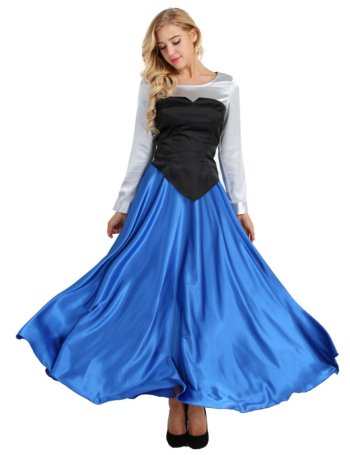 **dPois Women's Soft Shiny Satin Anime Princess Cosplay Costume - Elegant Fancy Party Dress for Halloween, Cosplay, and Themed Events**