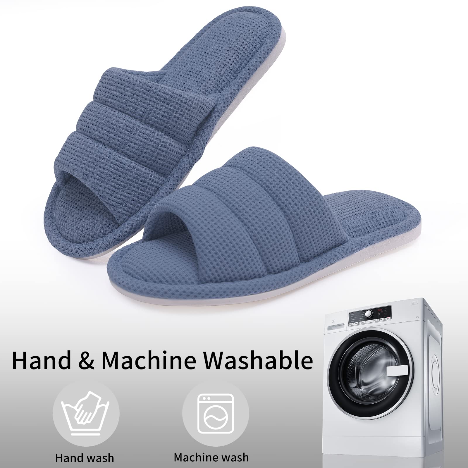 Breathable Waffle Summer Slippers for Women & Men - Open Toe House Shoes for Indoor Comfort | Perfect for Home, Spa, and Relaxation