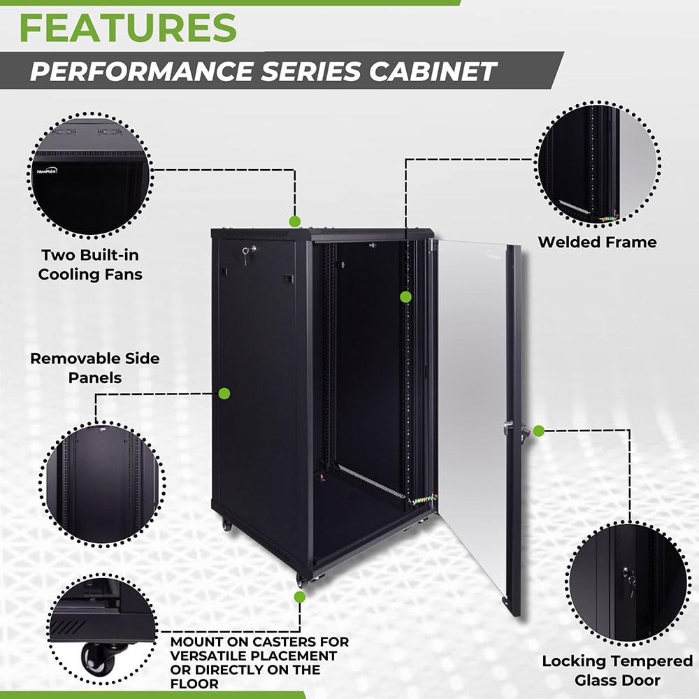 NavePoint 22U Server Cabinet Wall Mount Rack Enclosure - 23.6