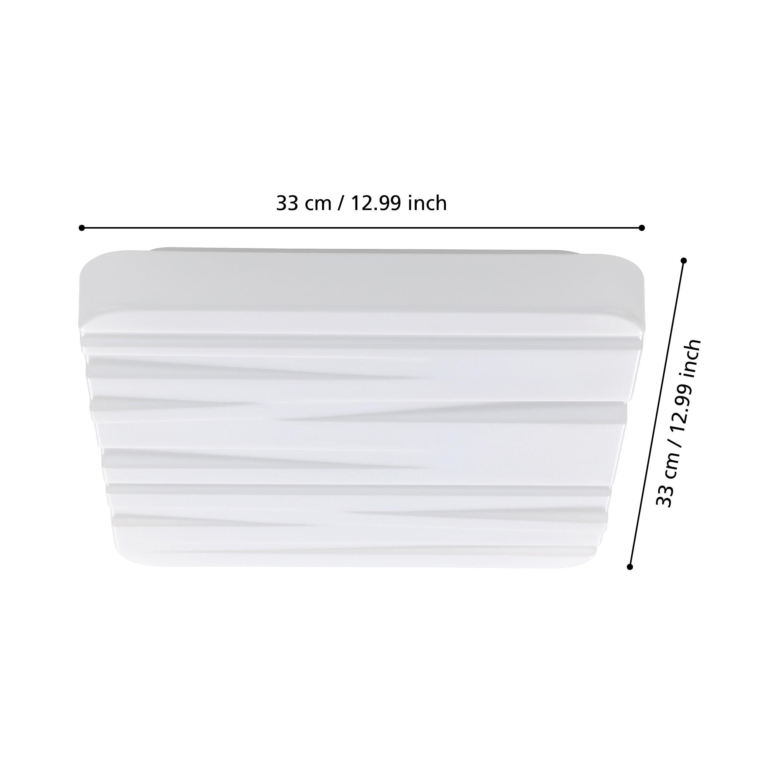 Eglo Ferentino 33cm LED Square Flush Mount Ceiling Light - Modern White Fixture for Kitchen, Bathroom & Bedroom Lighting
