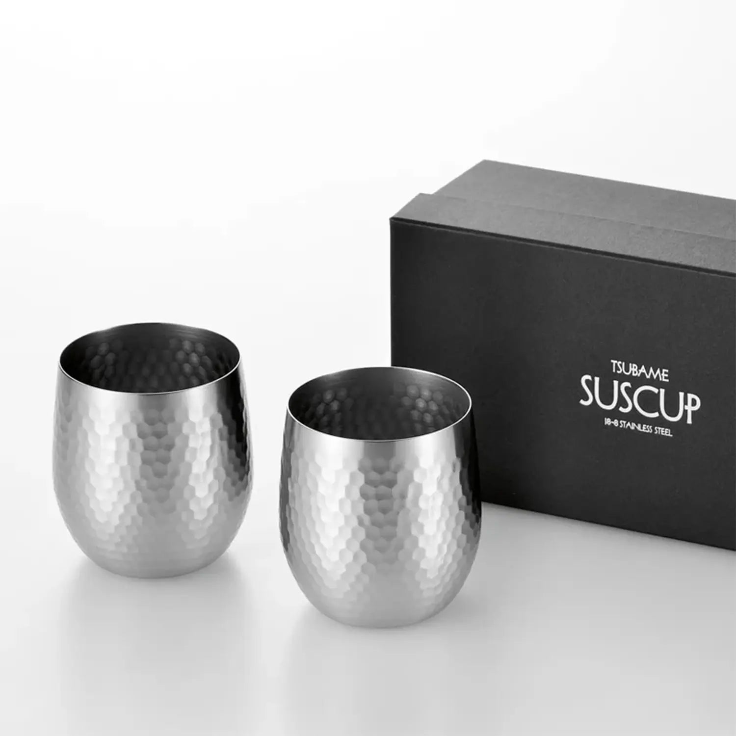 Asahi Premium Stainless Steel Rocks Glasses - Set of 2 Hammered Finish Whiskey Glasses for Bourbon, Scotch & Cocktails - Durable Barware for Home & Professional Use
