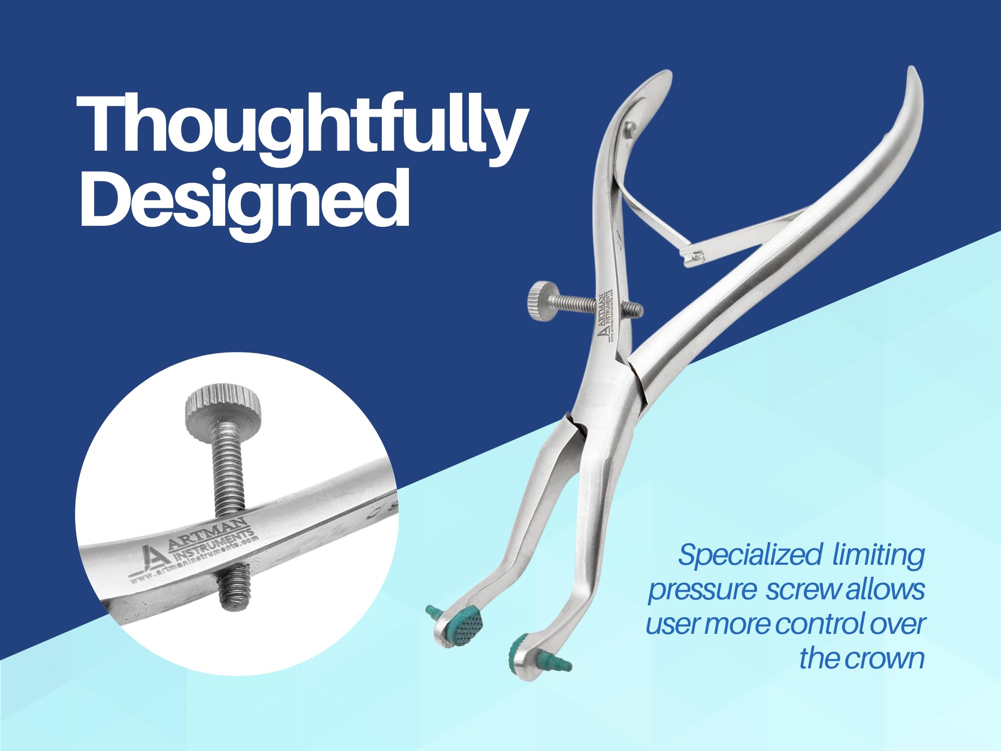 **ARTMAN INSTRUMENTS Dental Crown Remover Pliers - Soft Padded Grips for Porcelain & Temporary Crowns - Precision Removal & Adjustment Tool with 10 Extra Replacement Pads - Ideal for Dentists & Dental Labs**