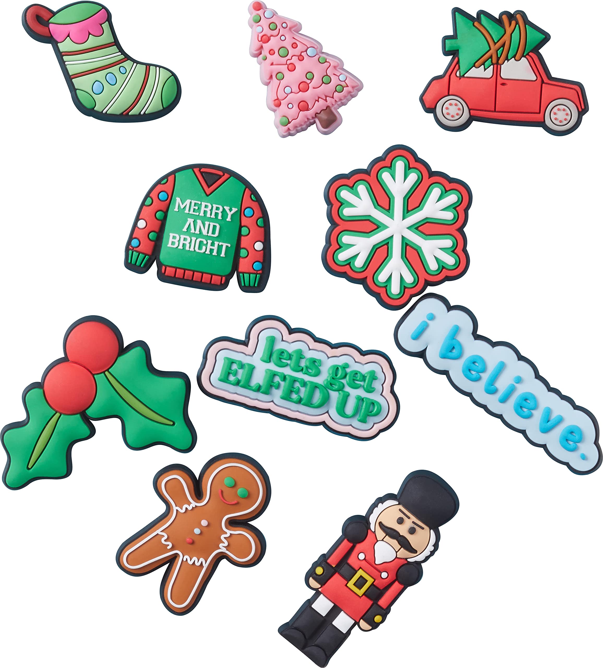 Crocs Jibbitz Shoe Charms - Christmas & Winter Holiday Collection (12-Pack) - Fun & Festive Decorations for Crocs Shoes - Perfect for Gifts, Parties & Seasonal Style