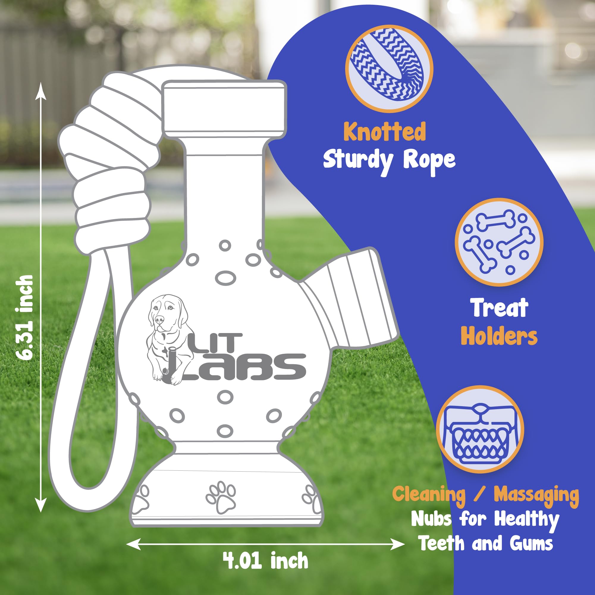Durable Dog Tug Toy with Rope - Interactive Treat Dispensing Chew Toy for All Breeds & Sizes - Fun Rubber Tug-of-War Toy (Blue & Orange) - Perfect for Playtime, Training & Bonding with Your Dog