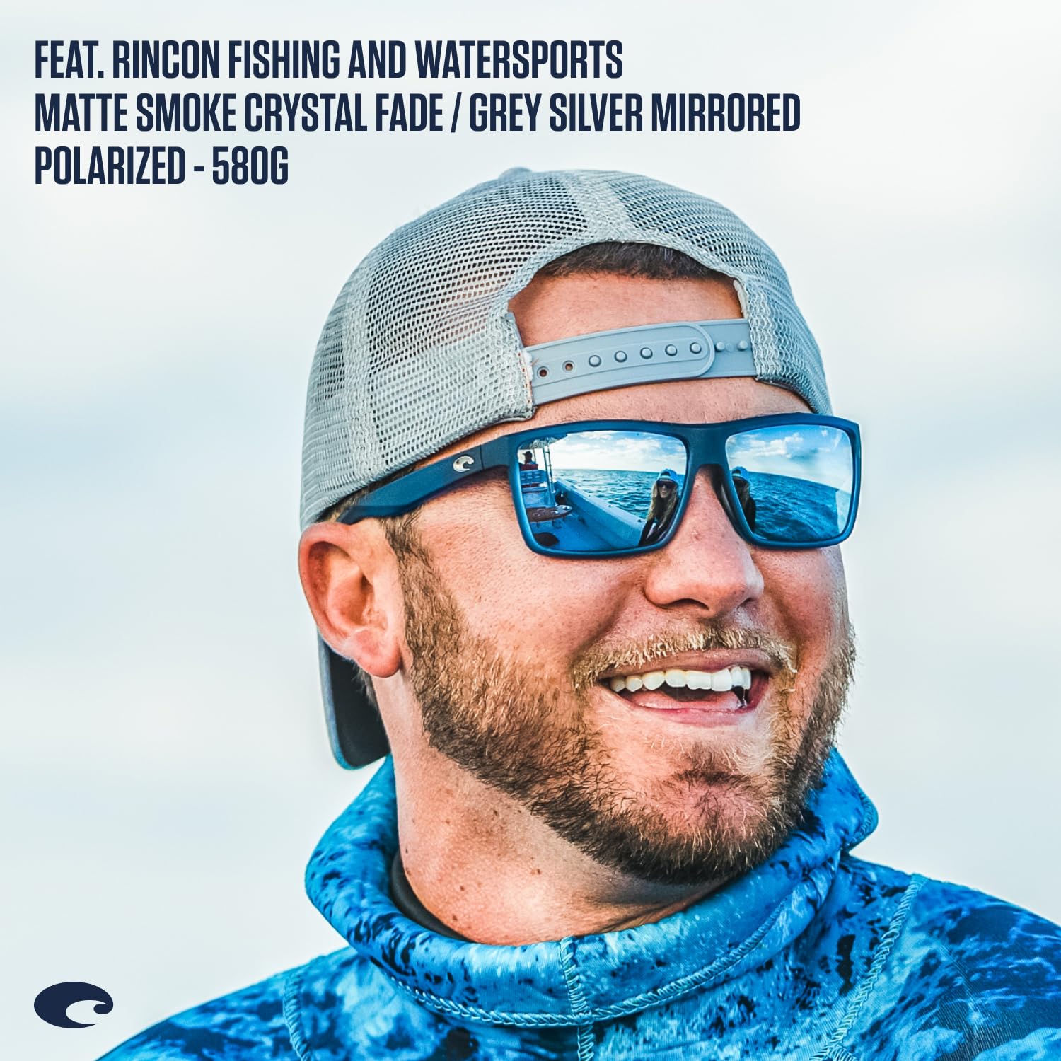**Costa Del Mar Men's Rincon Polarized Sunglasses - Matte Black Frame, Blue Mirrored 580p Lenses, 63mm - UV Protection for Fishing, Driving & Outdoor Activities**