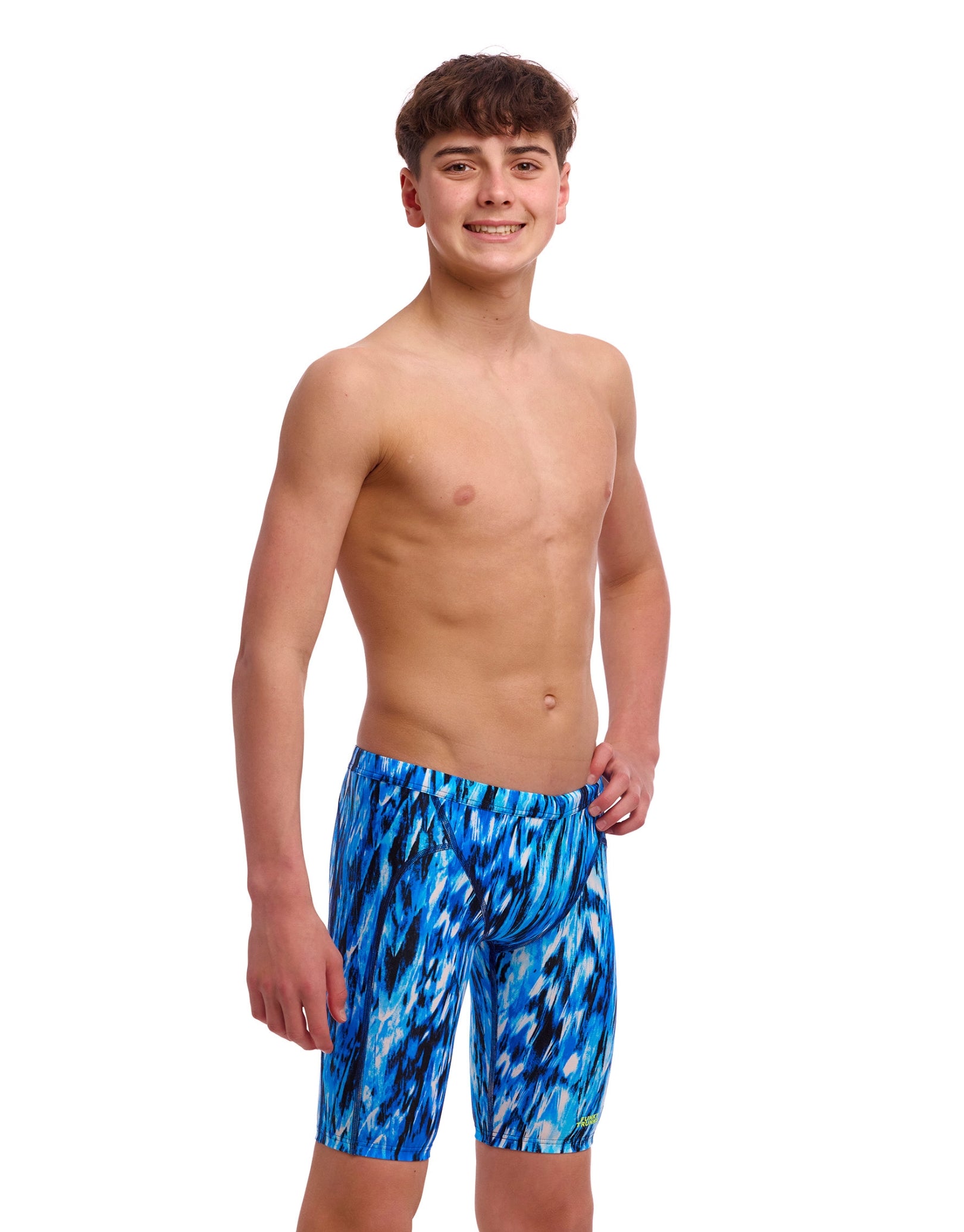Boys Wing Streak Swim Training Jammer - Blue | Competitive Swimwear for Youth Athletes | Perfect for Swim Practice, Lessons & Water Sports