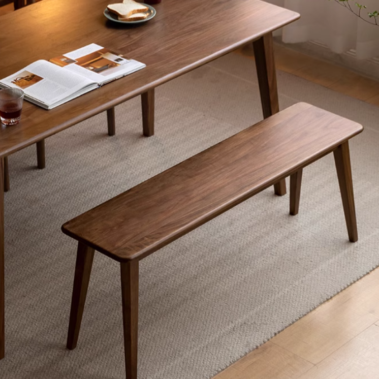 Solid Black Walnut Wood Modern Long Bench - Stylish Entryway, Dining Room, or Living Room Seating Furniture for Home Decor