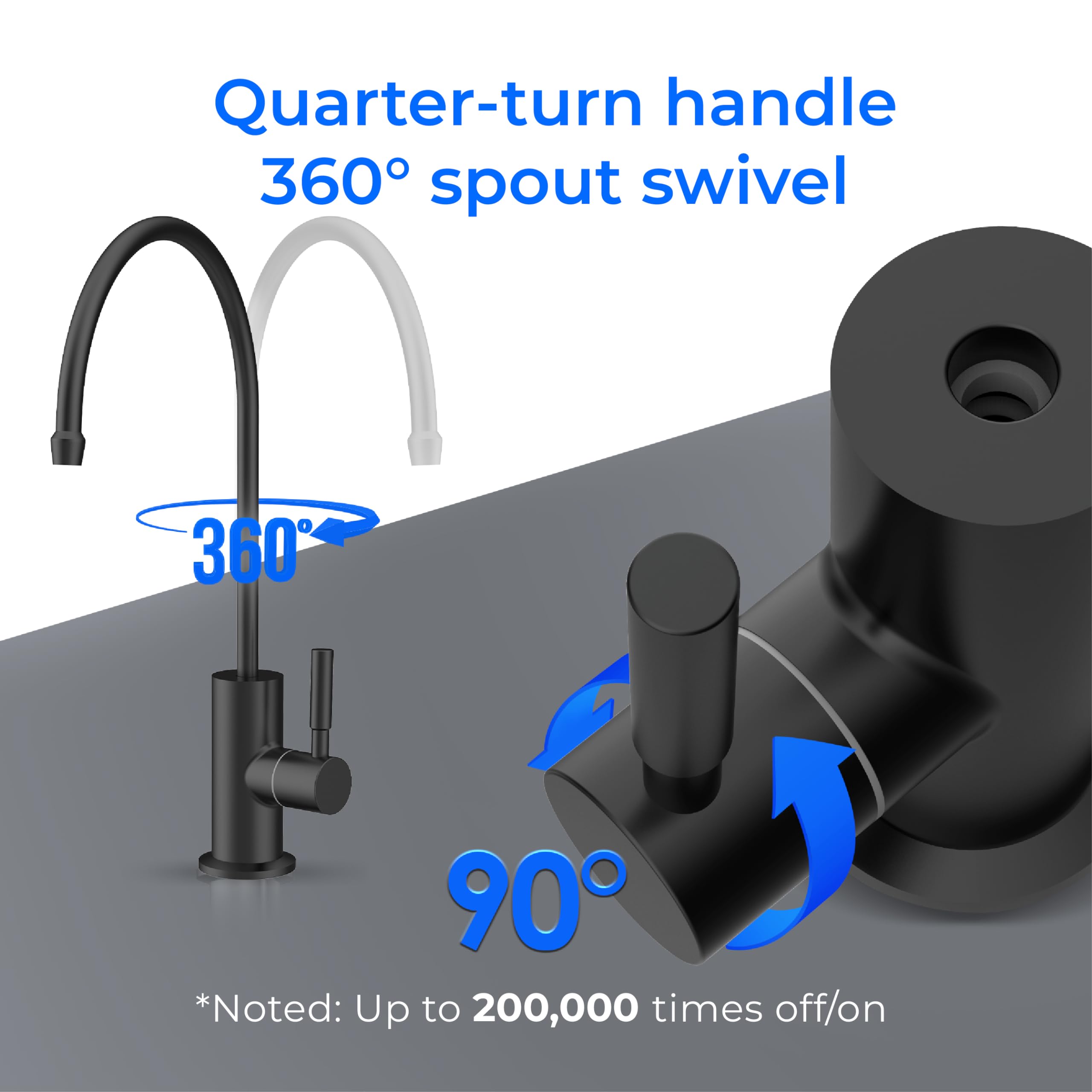 Premium Stainless Steel RO Water Faucet - Lead-Free Black Drinking Water Filter Faucet for Kitchen Sink | Reverse Osmosis System Compatible | Perfect for Clean Drinking & Cooking Water