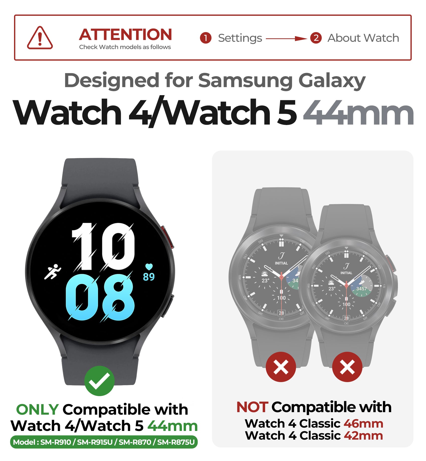 Durable Samsung Galaxy Watch5/Watch4 Case [44mm] - Shockproof Full Body Bumper Cover with Raised Bezel for Active Lifestyle | Perfect for Outdoor Sports, Workouts & Daily Protection