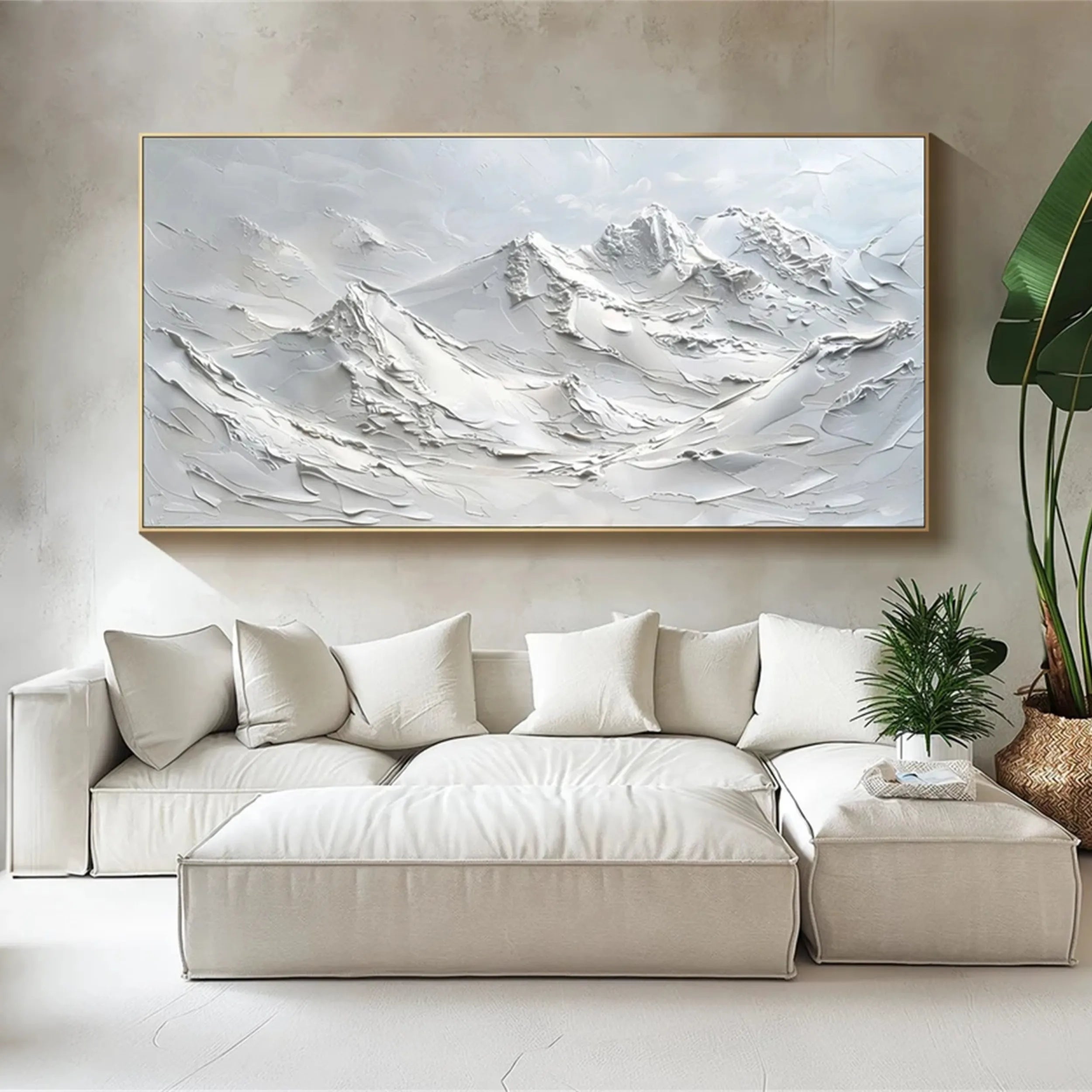 White Minimalist Textured Painting Canvas - Premium Art Canvas for Acrylic & Oil Painting - Perfect for Home Decor, Office Wall Art & DIY Projects | #MM240