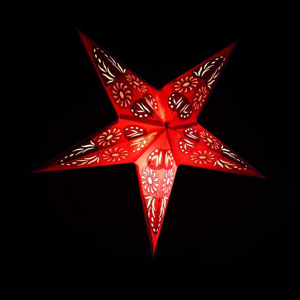 24 Pack Golden Daisy Red Paper Star Lanterns - Hanging Wedding & Party Decorations for Indoor/Outdoor Events, Birthday Celebrations & Home Decor