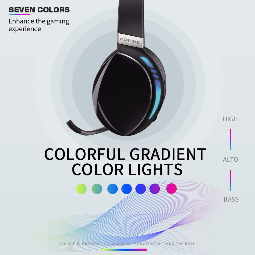 SLuB Gaming Headset with 3.5mm Wired & Bluetooth 5.0, Foldable Over-Ear Headphones with Surround Sound, Noise-Cancelling Mic, RGB LED Lights for PC, PS5, PS4 - Perfect for Gaming, Streaming & Online Classes