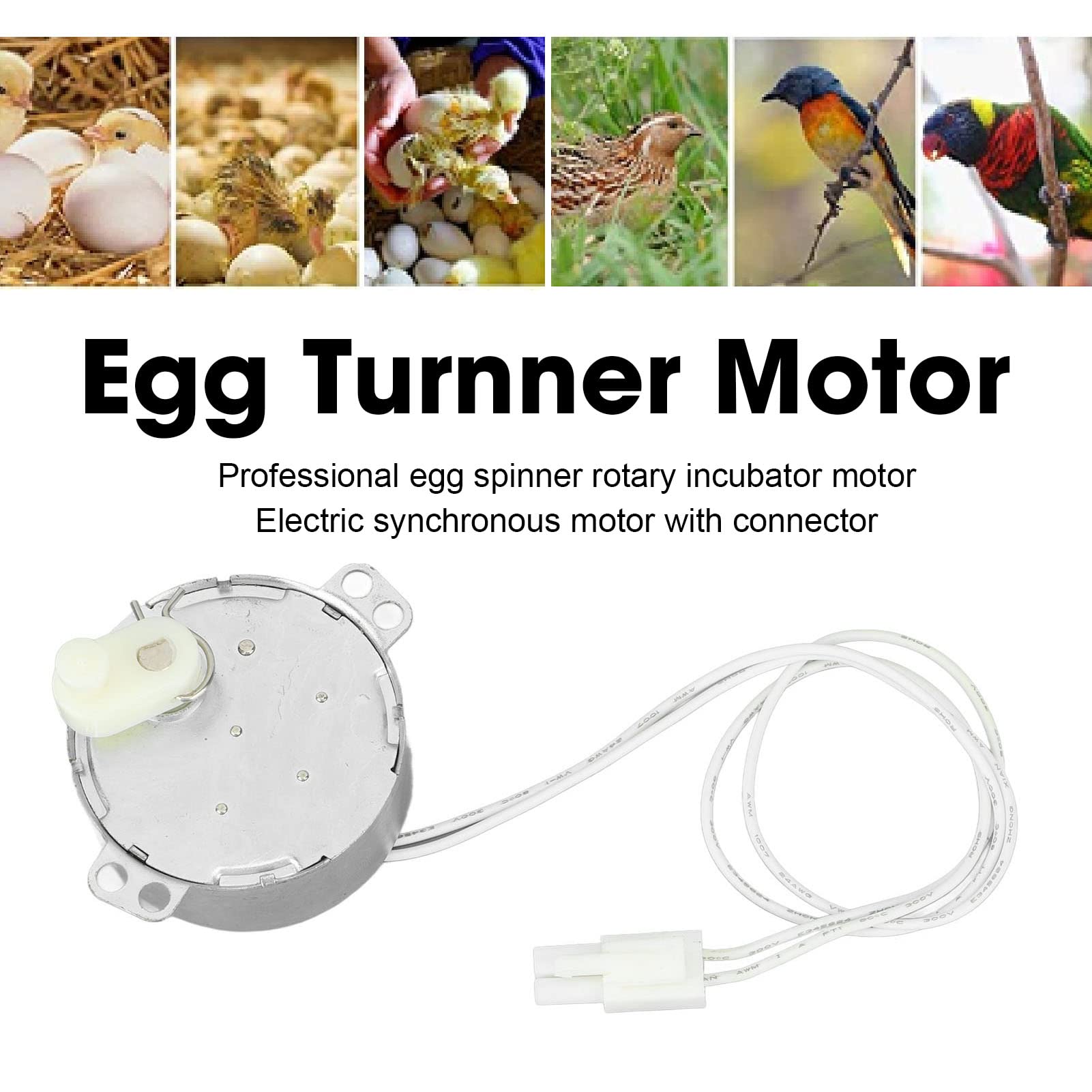 FLEXMAN 4W Aluminum Egg Turner Rotator Motor - Professional Electric Synchronous Motor with Connector for Poultry Incubators (100-120V) - Perfect for Chicken, Duck & Quail Egg Hatching