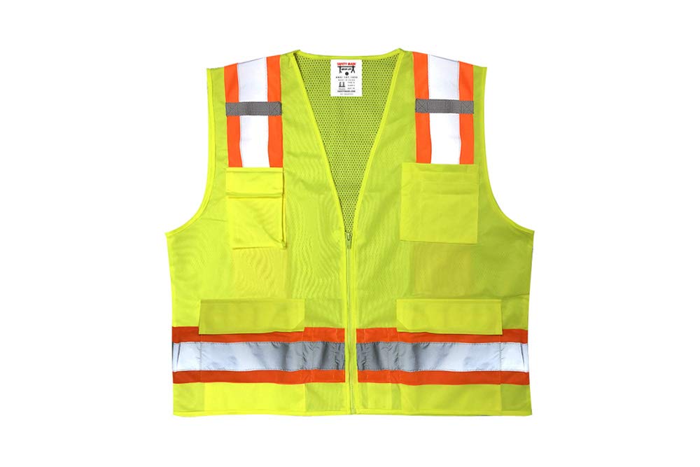 High Visibility Surveyor Vest - 10 Pack Medium, Solid Front & Mesh Back for Breathability - Ideal for Construction, Road Work & Safety Inspections
