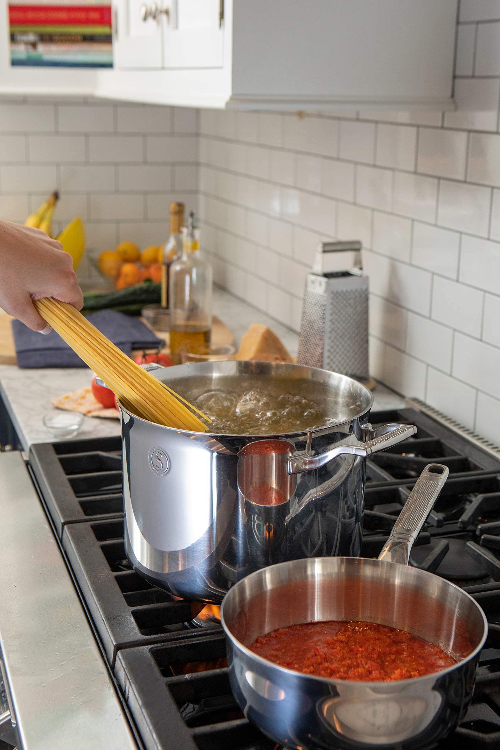 Voyage Series 8-Quart Tri-Ply Stainless Steel Stock Pot with Lid - Induction Ready, Dishwasher Safe - Perfect for Soups, Stews, Pasta & Large Family Cooking