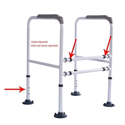 Foldable Adjustable Height Toilet Safety Grab Bar - Bathroom Handrail with Suction Cups for Elderly & Disabled - Non-Slip Support Railing for Toilet, Shower & Bathtub Safety - Ideal for Seniors, Post-Surgery & Mobility Assistance
