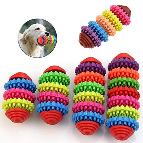 Durable Rubber Chew Toy Roller for Dogs & Puppies - Colorful Dental Teething Toy for Healthy Teeth & Gums - Perfect for Aggressive Chewers, Puppy Teething Relief & Interactive Playtime