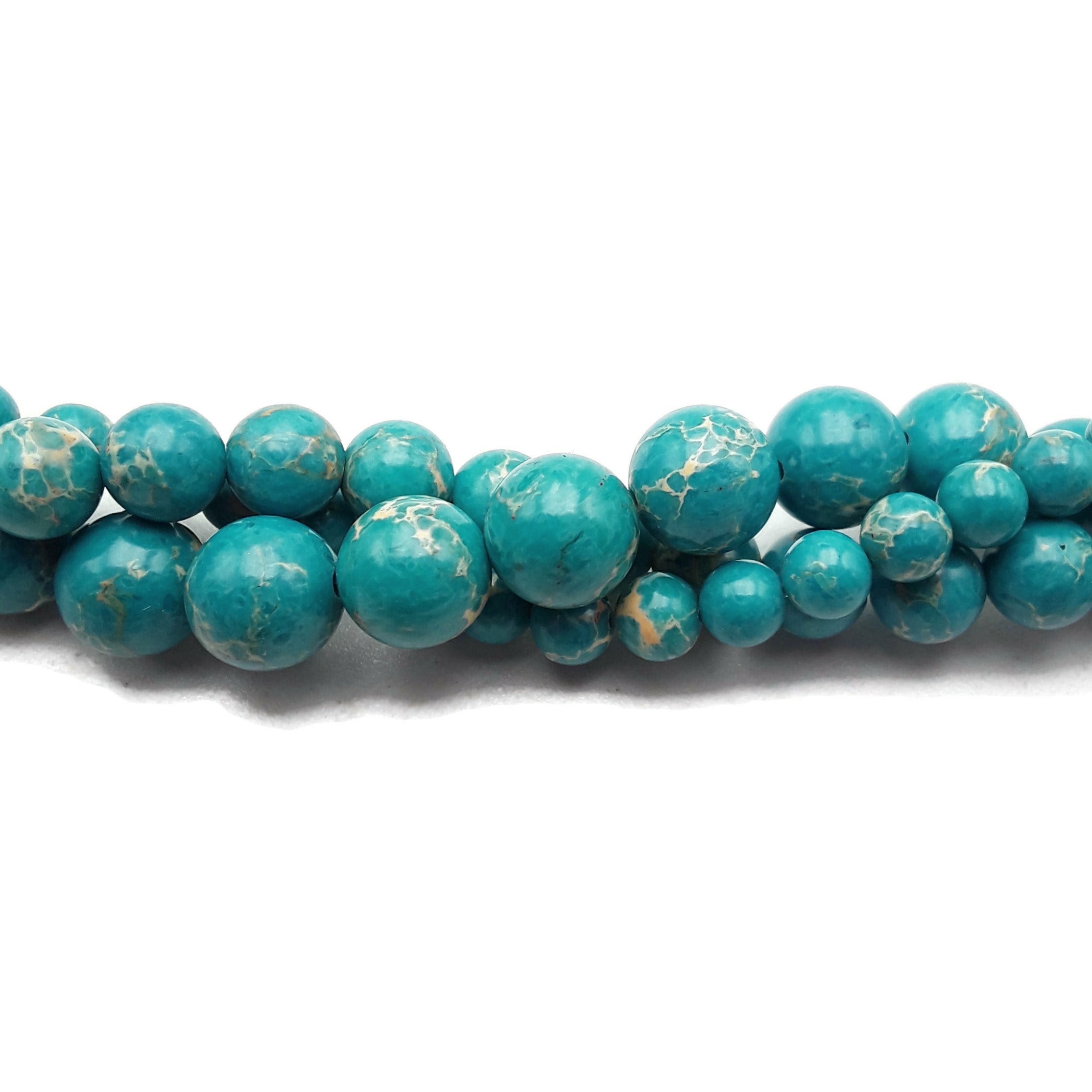 Blue Sea Sediment Jasper Smooth Round Beads - 4mm 6mm 8mm 10mm 12mm 15.5 Inch Strand - Natural Stone Beads for Jewelry Making, DIY Bracelets, Necklaces & Craft Projects