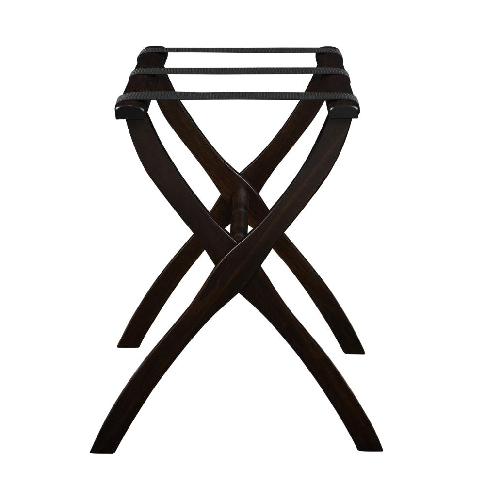 Gatehouse Furniture Luggage Rack with Contour Wood Legs & 3 Nylon Straps - Sturdy Suitcase Stand for Bedroom, Hotel, or Travel Storage