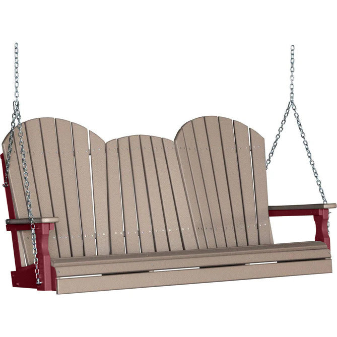 Premium 5ft Recycled Plastic Adirondack Porch Swing with Cup Holder - Weather-Resistant Outdoor Furniture for Patio, Garden & Backyard Relaxation
