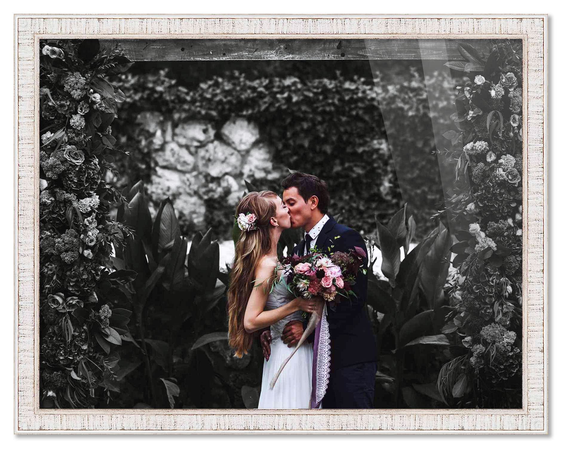 35x18 Inch White Wood Picture Frame - Shatterproof UV Acrylic Front & Acid-Free Backing for Family Photos | Modern Wall Display for Living Room, Bedroom & Office Decor