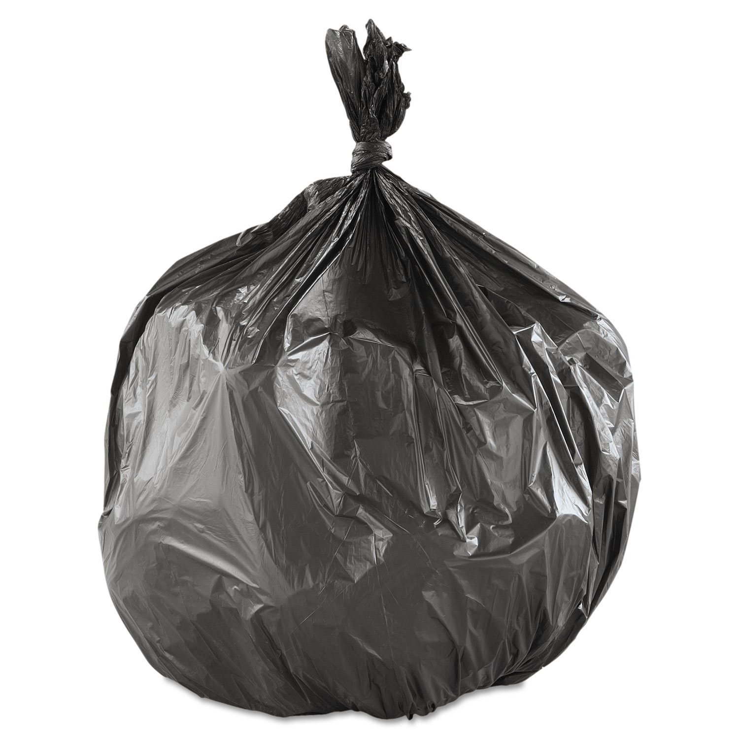 Inteplast S334016K 33x40 High-Density Black Trash Bags - 33 Gallon Heavy Duty Can Liners (16 Microns, 25/Roll, 10 Rolls/Carton) - Perfect for Kitchen, Office & Commercial Waste Disposal