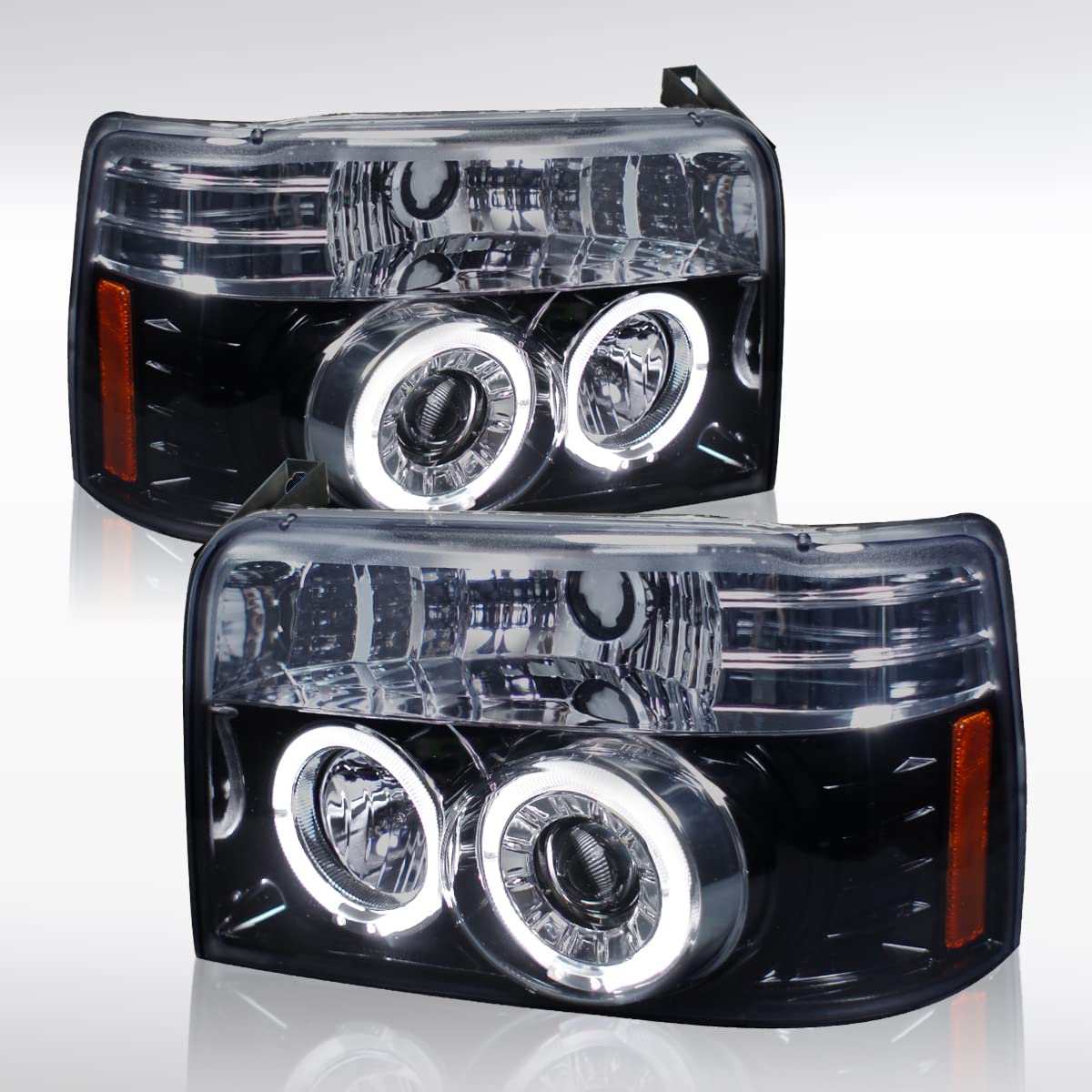 Ford F-150/F-250/F-350 Bronco Headlights 1992-1996 - Black Halo Projector for Off-Road & Night Driving