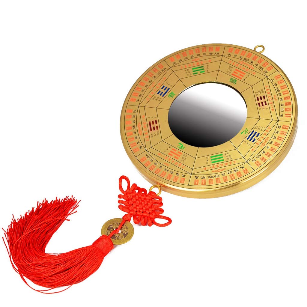 8 Inch Chinese Feng Shui Bagua Mirror - Traditional Convex & Concave Mirror for Home Decoration, Office Desk Ornament, and Door Pendant - Enhance Harmony & Positive Energy in Living Rooms, Bedrooms, and Workspaces