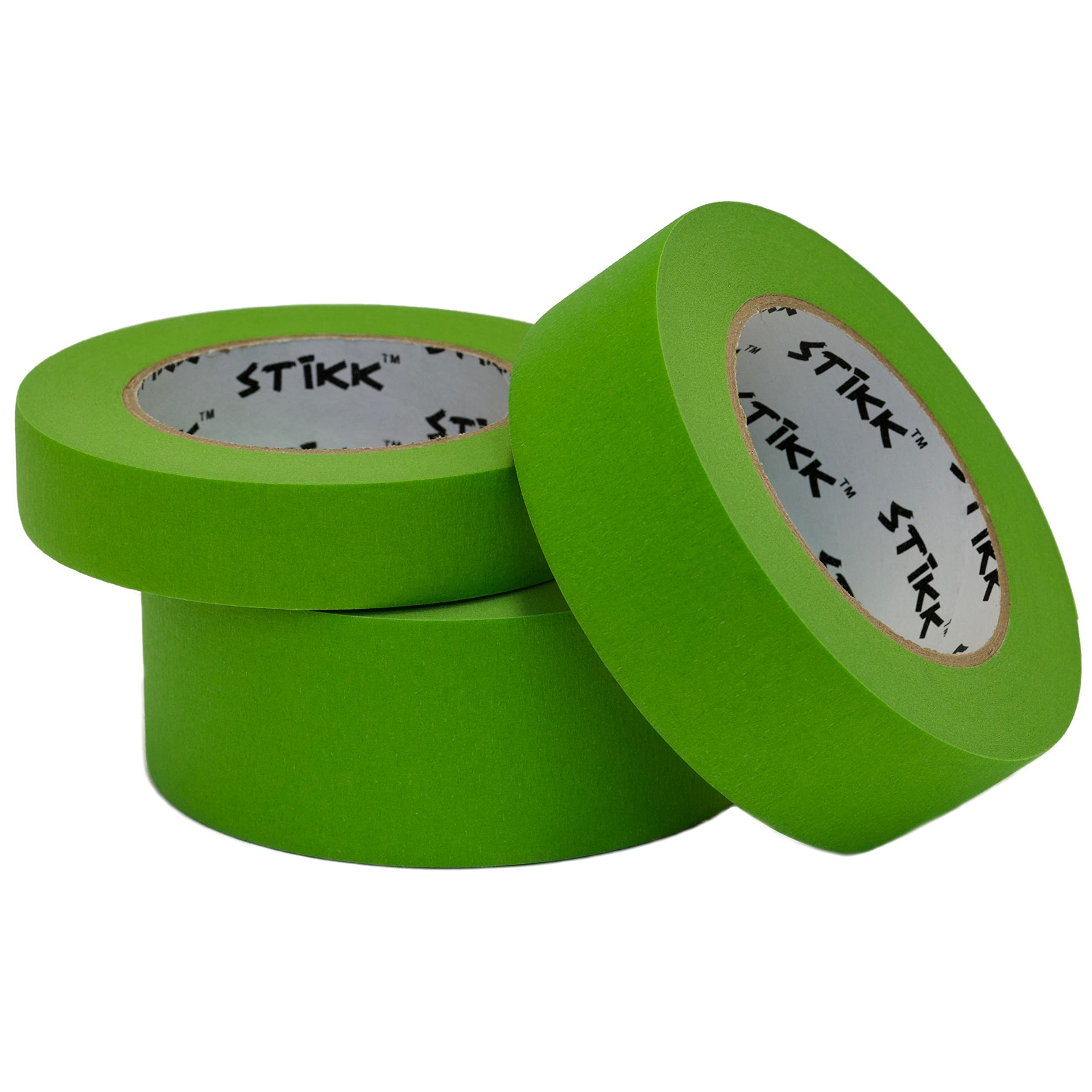 STIKK Green Painter's Tape 3-Pack - 1 Inch x 60 Yards - Residue-Free Masking Tape for Painting, Edges, Trim & Ceilings - Perfect for DIY Home Projects, Wall Art & Furniture Painting - Professional Grade Painting Supplies