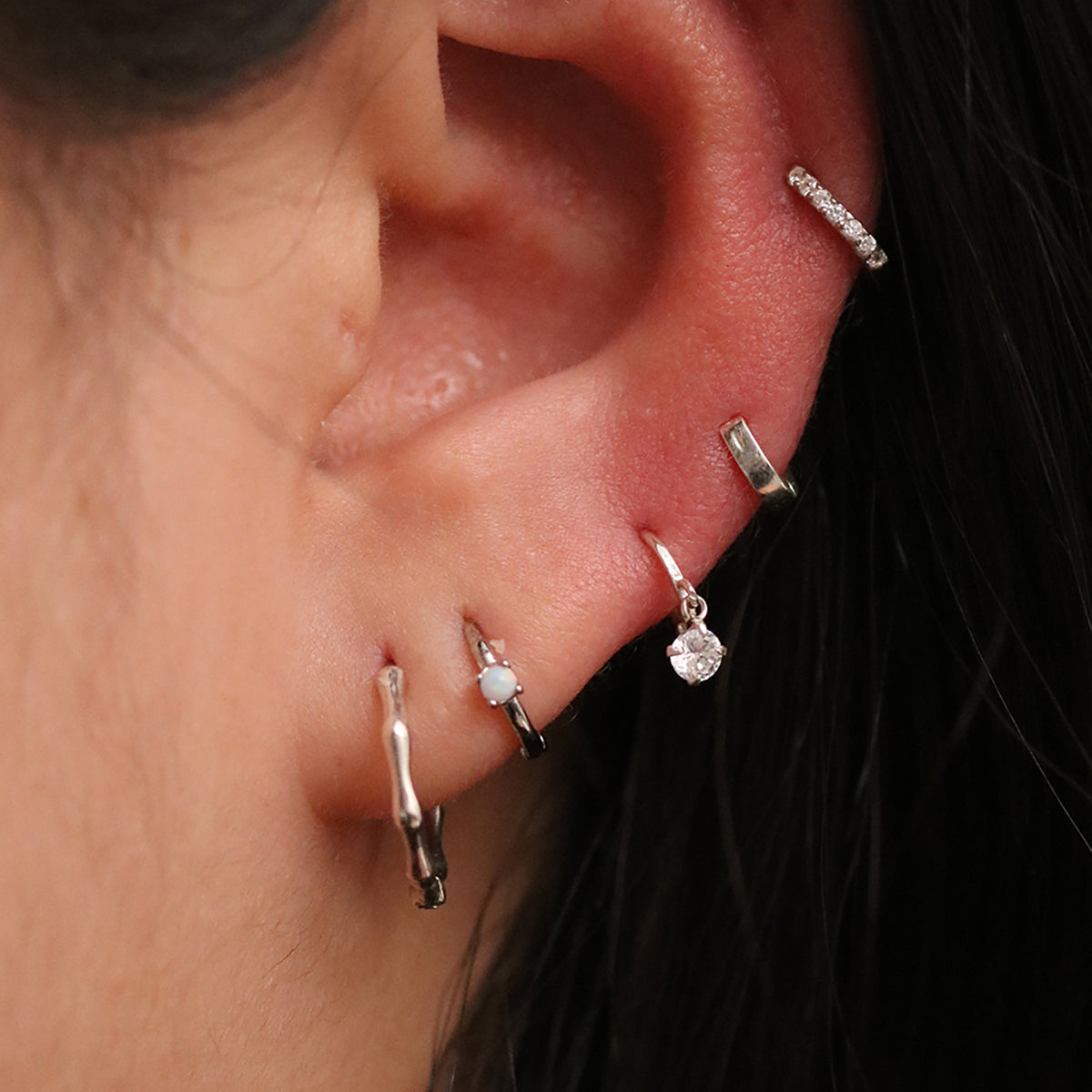 Cubic Charm Huggie Earrings for Women - Minimalist Cubic Zirconia Hoop Earrings - Perfect for Everyday Wear, Work & Date Night