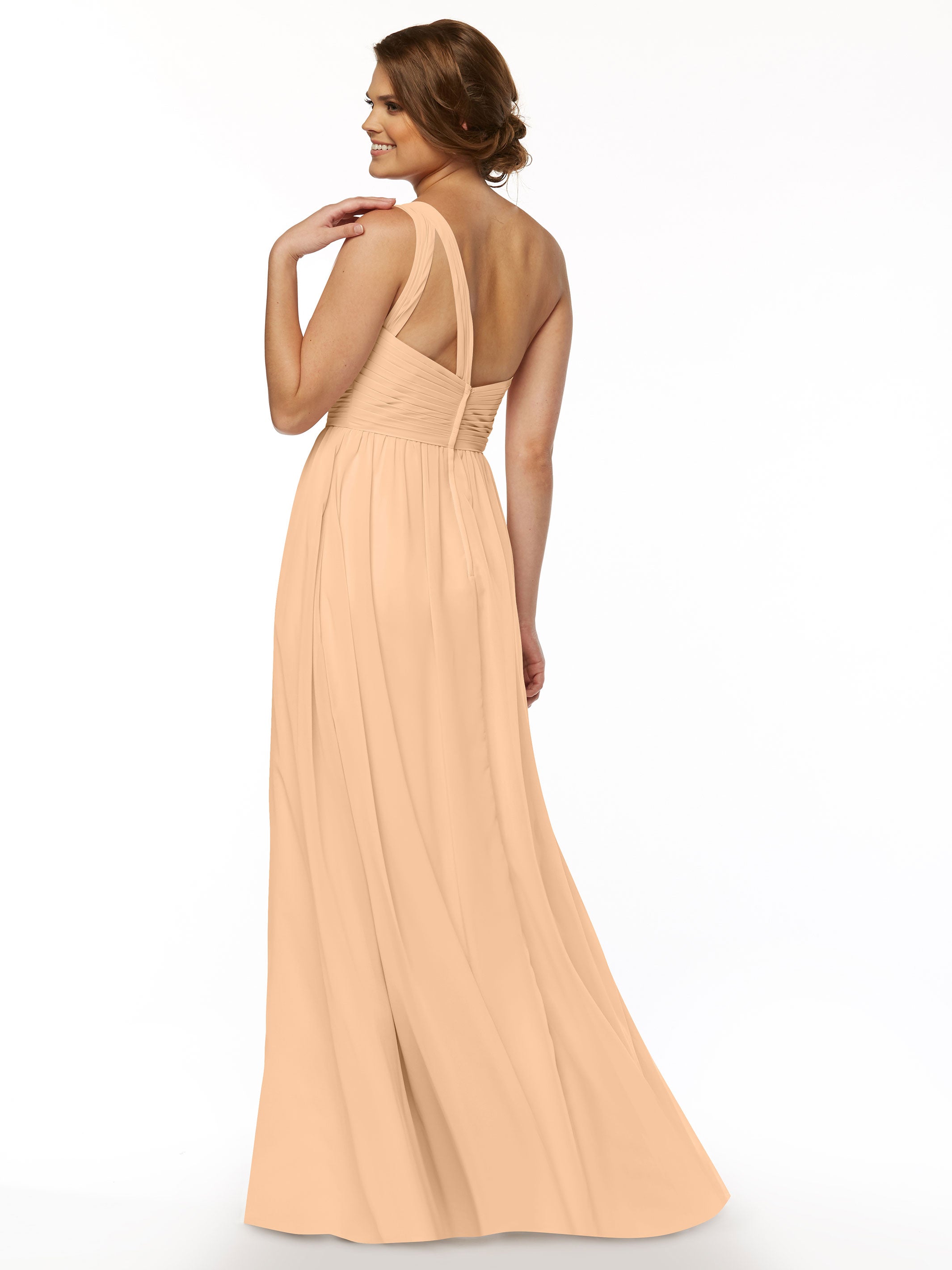 Elegant One Shoulder A-Line Chiffon Bridesmaid Dress with Ruching - Perfect for Weddings, Formal Events & Special Occasions