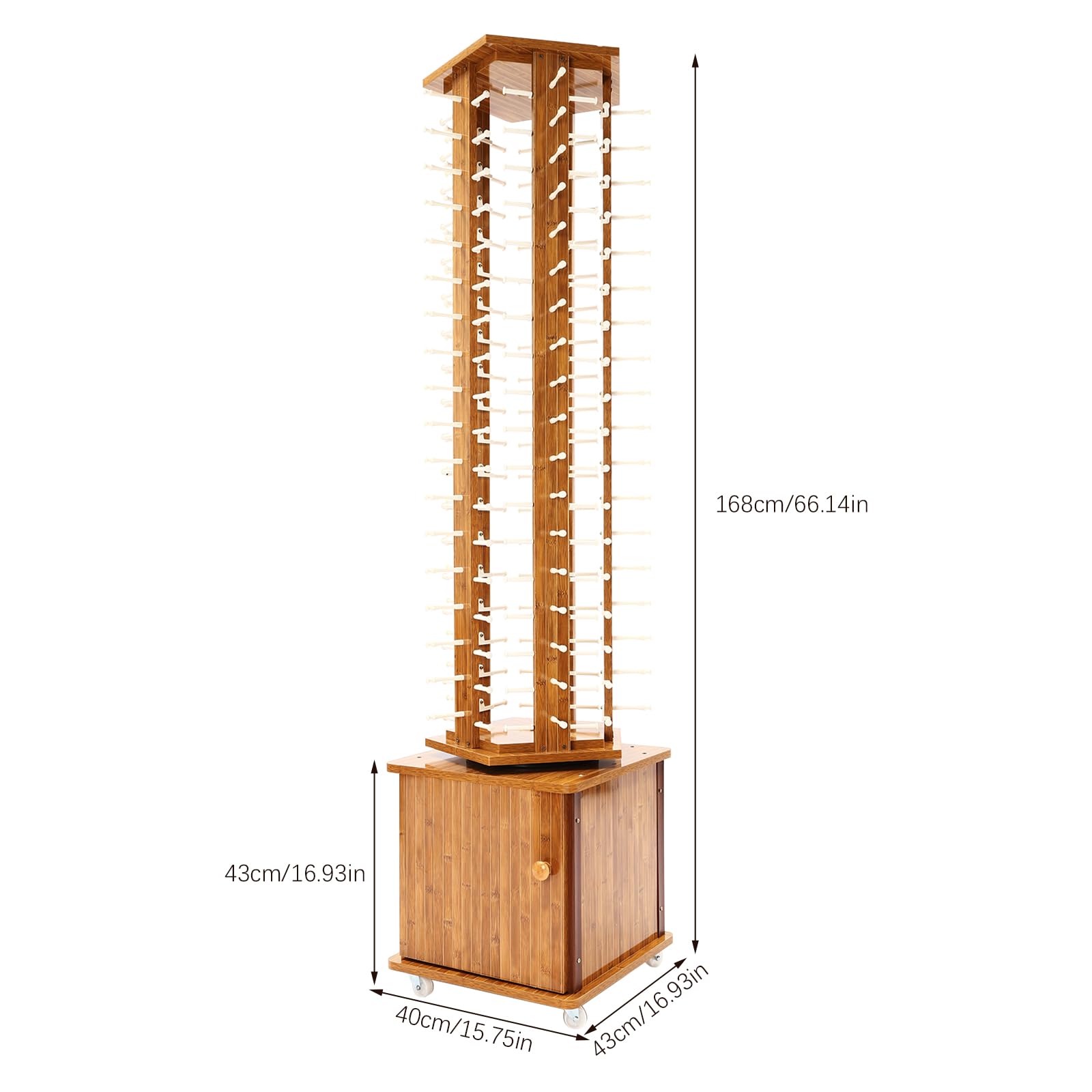 360° Rotating Sunglasses Display Stand - Holds 90 Pairs of Eyewear, Floor-Standing Glasses Rack with Storage Cabinet & Wheels (Dark Brown) - Perfect for Retail Stores, Boutiques, and Home Organization
