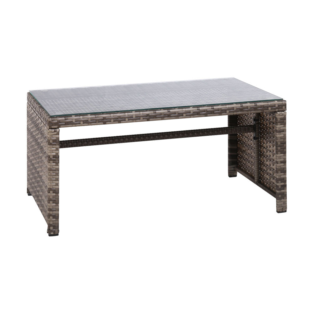 4-Piece Outdoor Rattan Sofa Set with Storage Cover - Waterproof Grey Patio Furniture for Garden, Backyard, and Poolside Relaxation