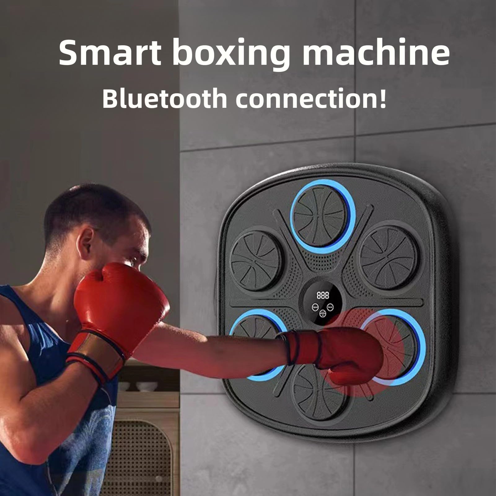 2025 Upgrade Smart Music Boxing Machine with Boxing Gloves - Bluetooth 3.0 Electronic Boxing Trainer for Adults & Kids - Wall Mounted for Home, Gym, Office - Perfect for Fitness Training, Stress Relief & Interactive Workouts