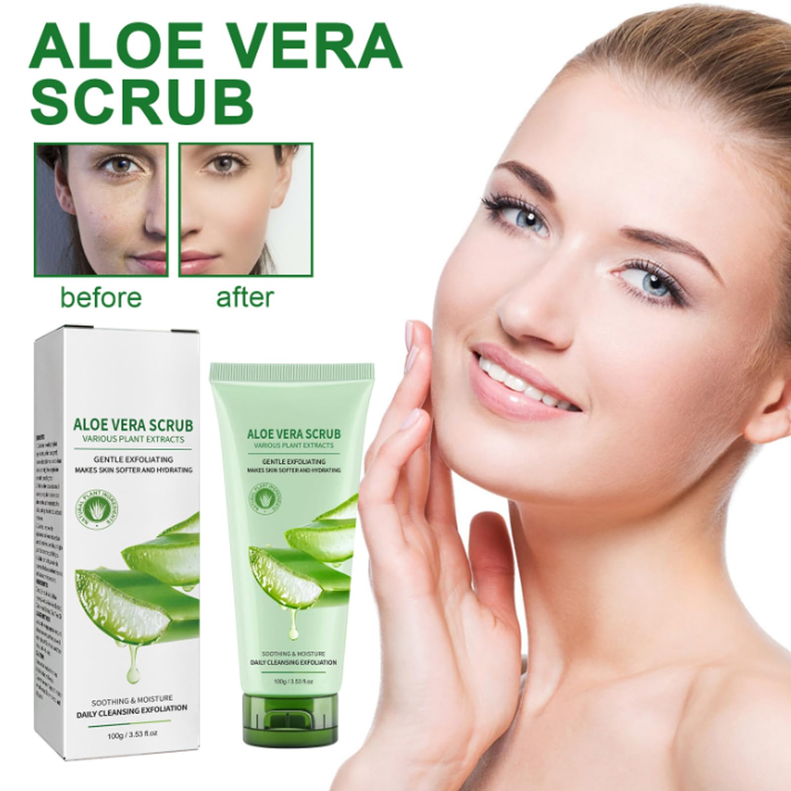 **Aloe Vera Exfoliating Cleansing Gel for Face & Body – Gentle Deep Cleansing & Nourishing Skin Scrub – 2PCS – Perfect for Daily Skincare & Spa Days**