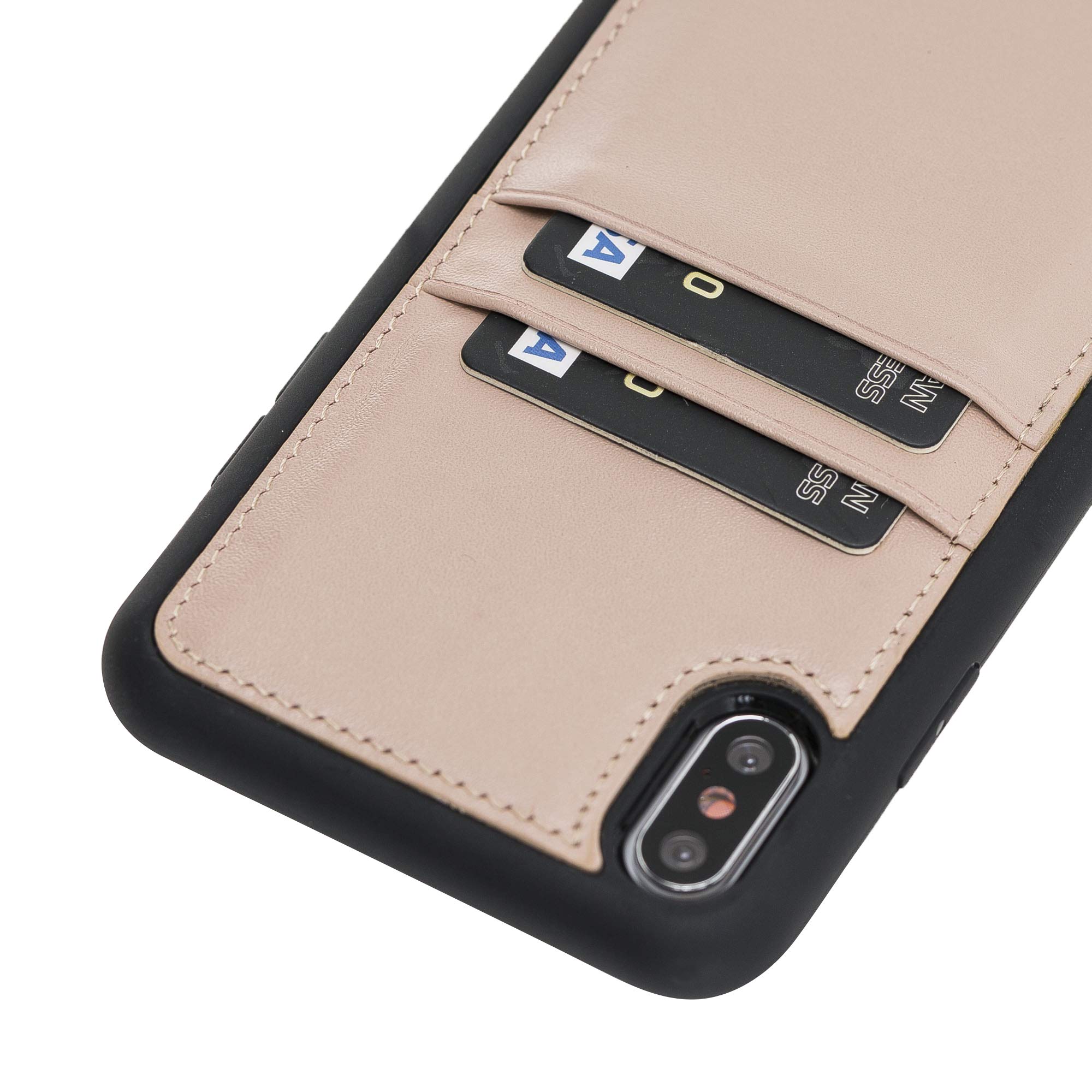 Venito Capri Leather Wallet Case for iPhone Xs Max (6.5 inch) - RFID Blocking Protection & Padded Back Cover - Nude Pink - Perfect for Everyday Use & Travel Security