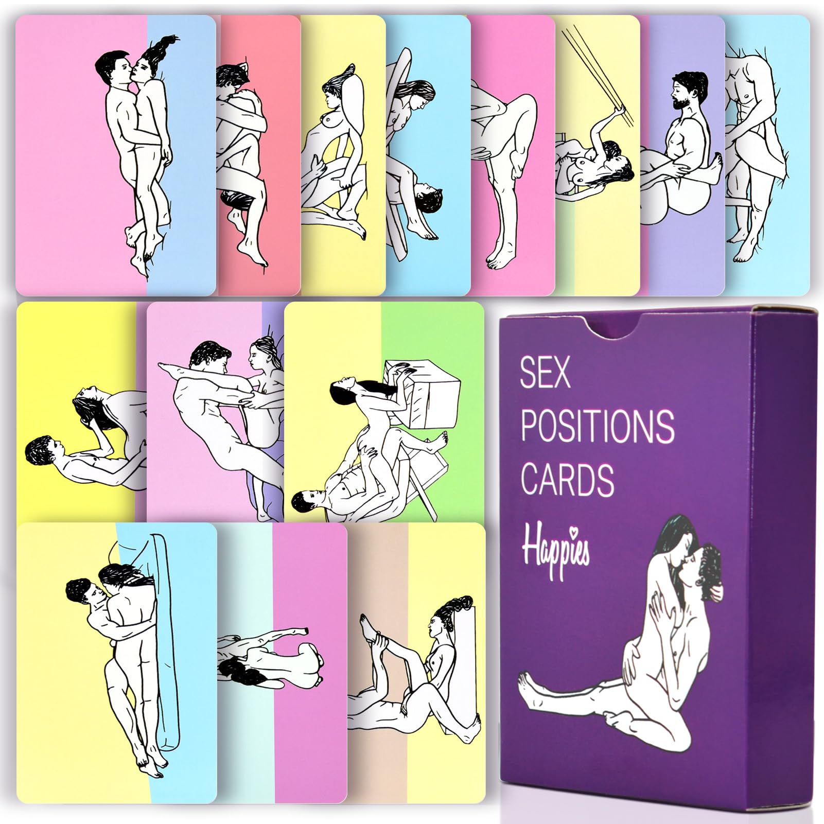 Sex Position Cards for Couples - 50 Erotic Playing Cards with Fun Bedroom Games & Romantic Date Night Ideas - Perfect Adult Toy Gift for Lovers (Great for Anniversary, Valentine's Day & Spicing Up Relationships)