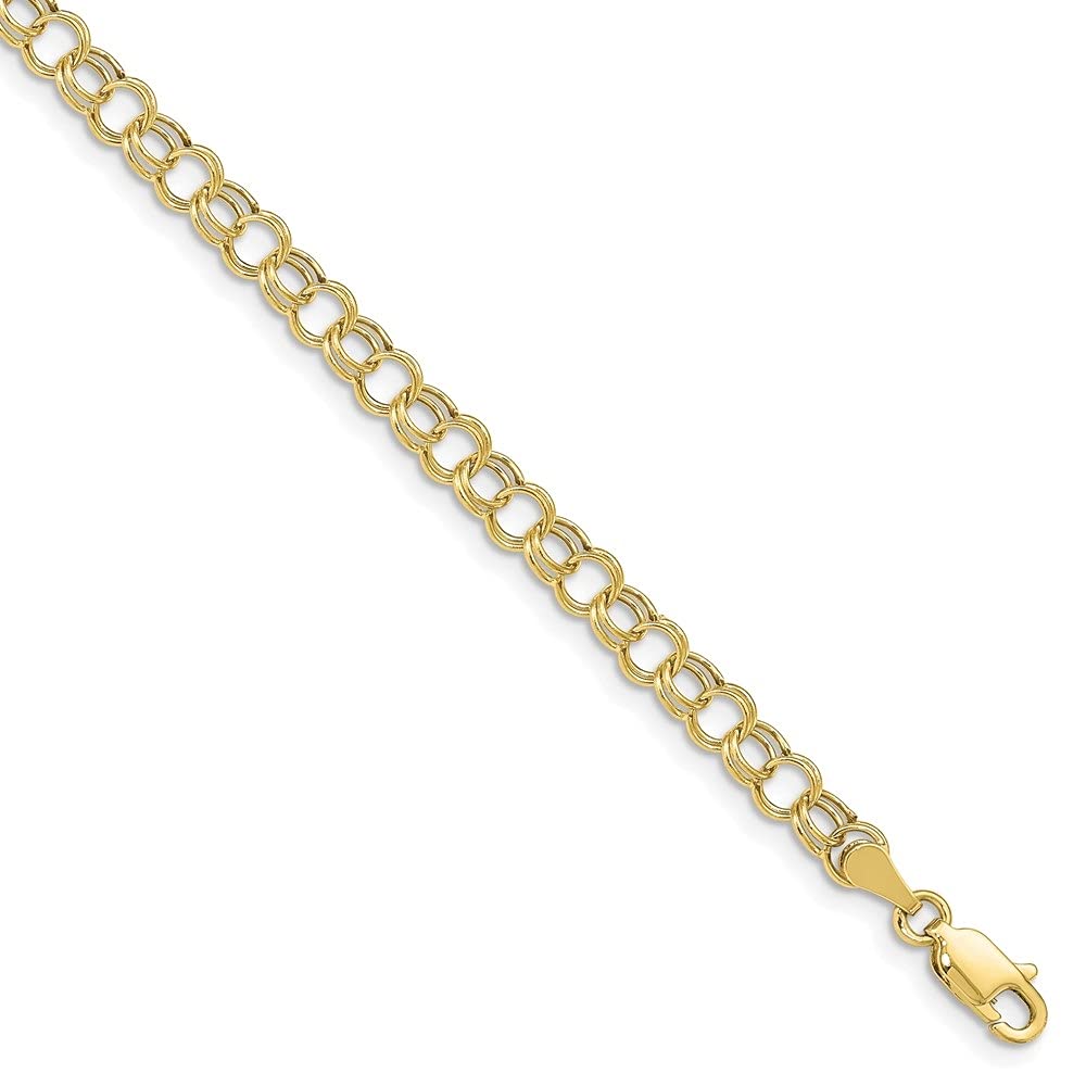 10k Yellow Gold Hollow Double Link Charm Bracelet for Women - Elegant & Durable Jewelry for Parties, Weddings & Everyday Wear | Diamond2Deal