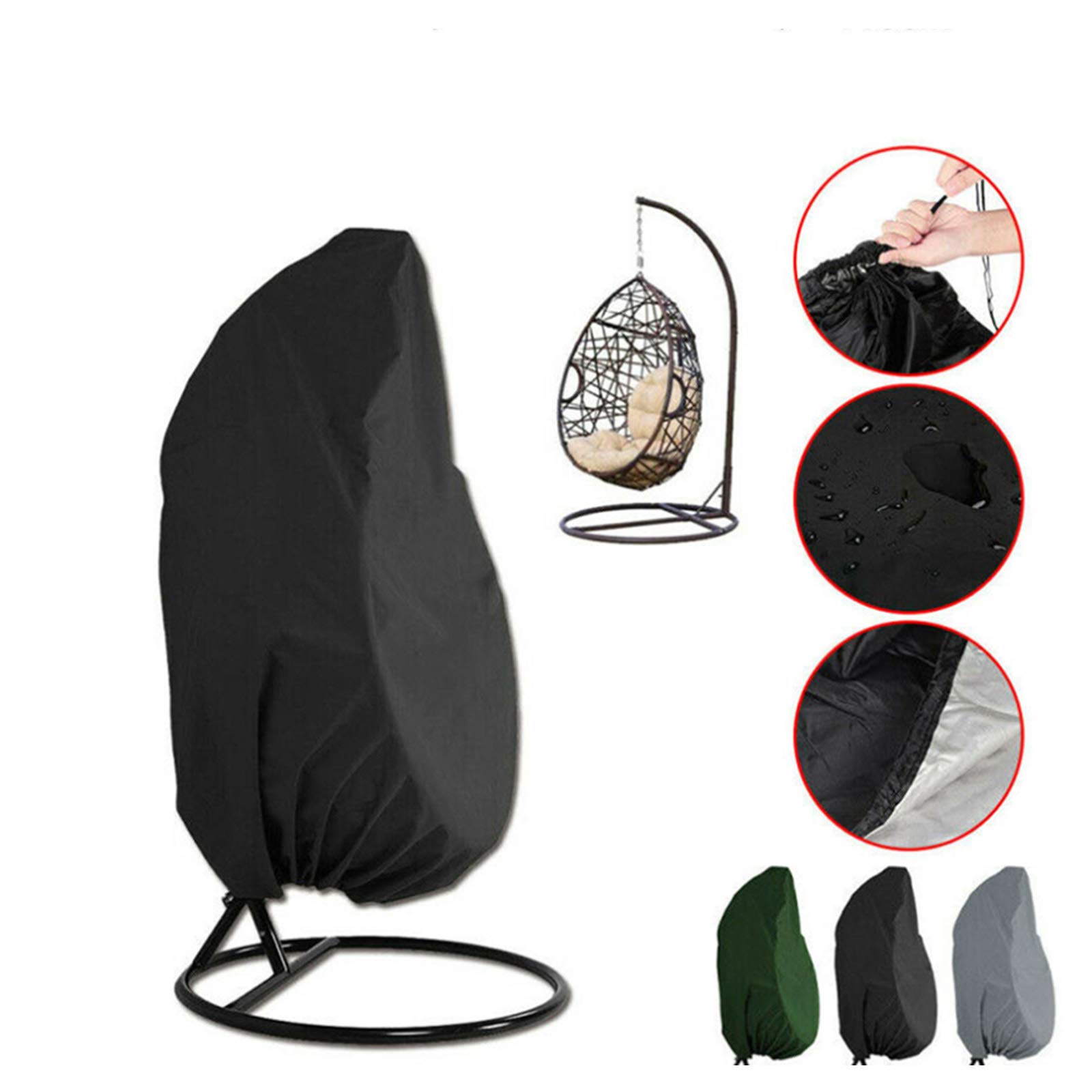 Durable Waterproof Wicker Egg Swing Chair Cover with Zipper - Heavy Duty Windproof Weather Resistant Outdoor Patio Hanging Chair Cover (75x45 Inch) - Perfect for Garden, Balcony, and Backyard Relaxation
