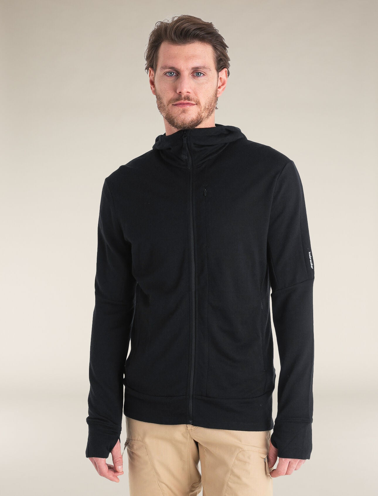 Icebreaker Quantum IV LS Zip Hoodie for Men - Merino Wool Thermal Base Layer for Hiking, Skiing & Outdoor Adventures