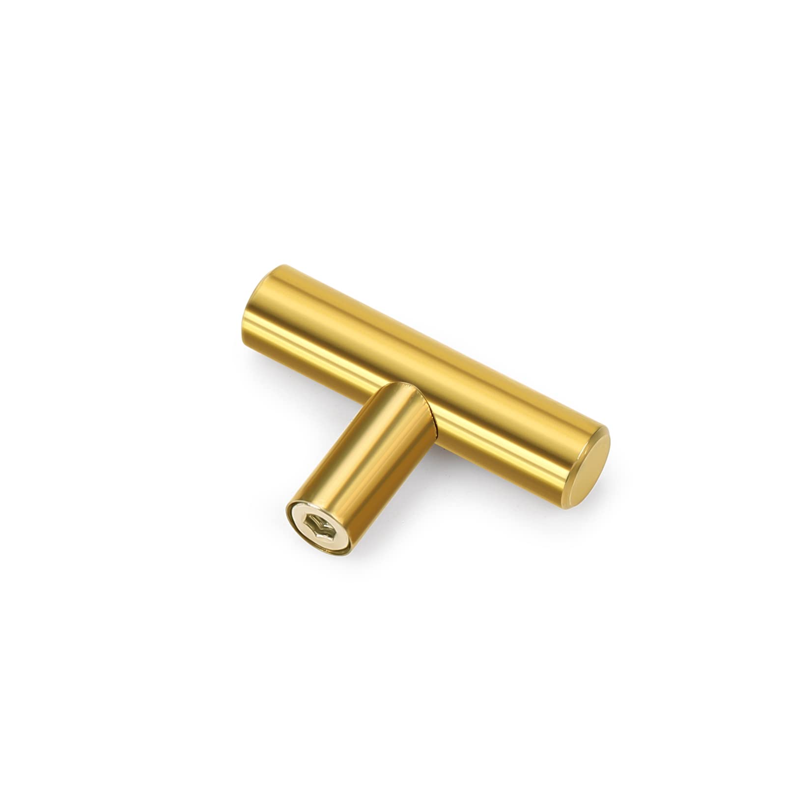 Probrico 10 Pack 2 Inch Gold T-Bar Drawer Knobs - Stainless Steel Kitchen Cabinet Handles & Dresser Pulls - Single Hole Cabinet Hardware for Kitchen & Bathroom - Perfect for Modern Cabinets, Vanities & Furniture Upgrades