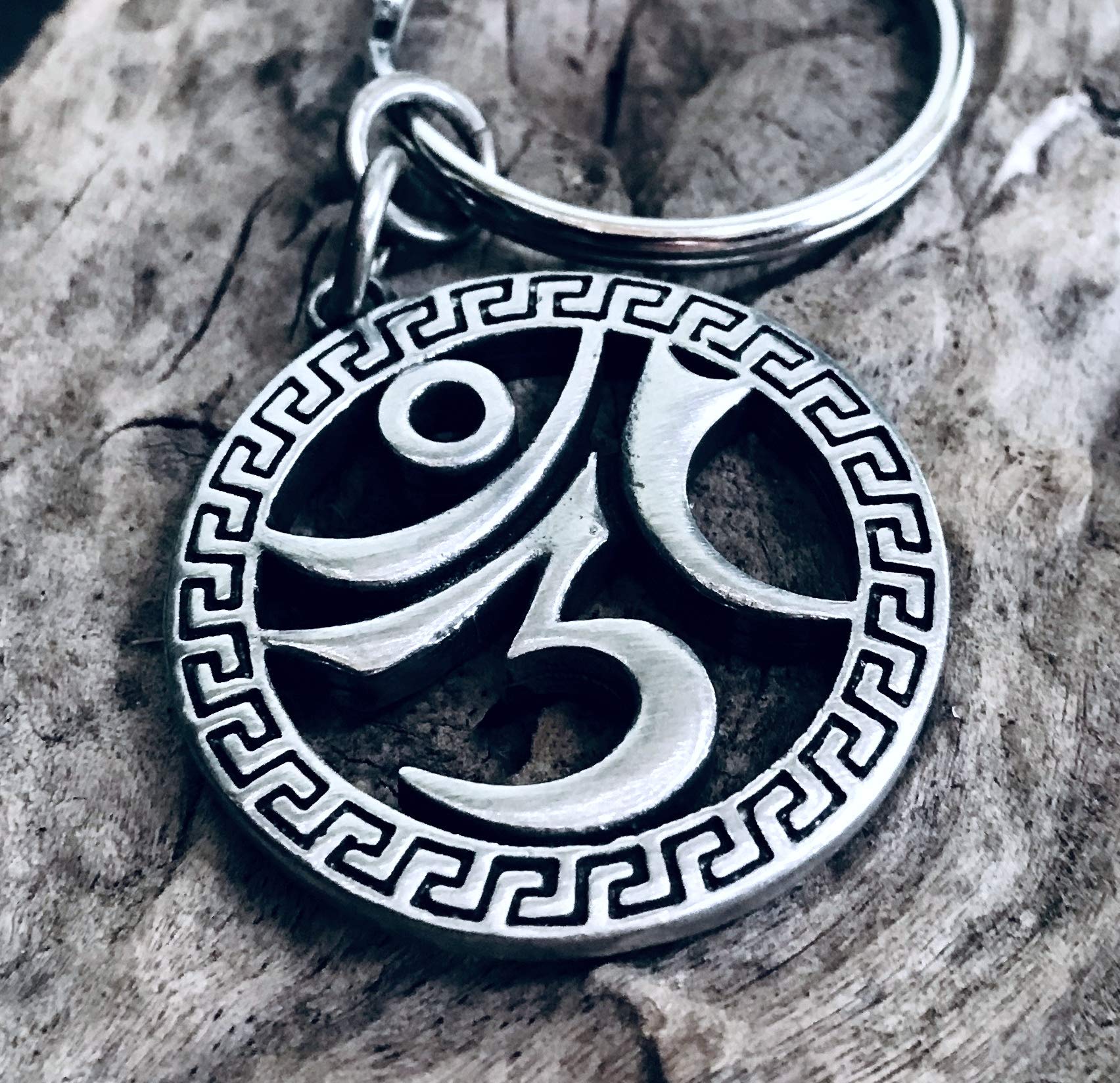 Pewter Ohm Keychain - Circular Trilogy Jewelry for Yoga & Meditation