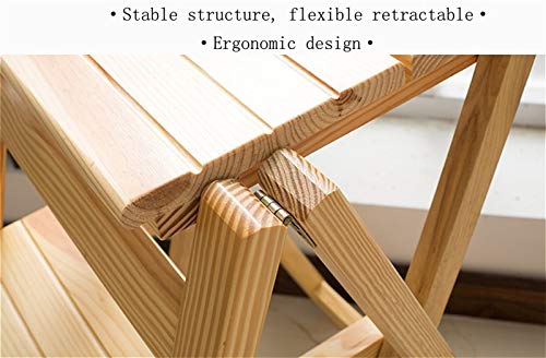 Multifunctional Folding Wooden Step Stool - Creative Home Stool for Kitchen, Bathroom & Office Use (Wood Color, Size TW)