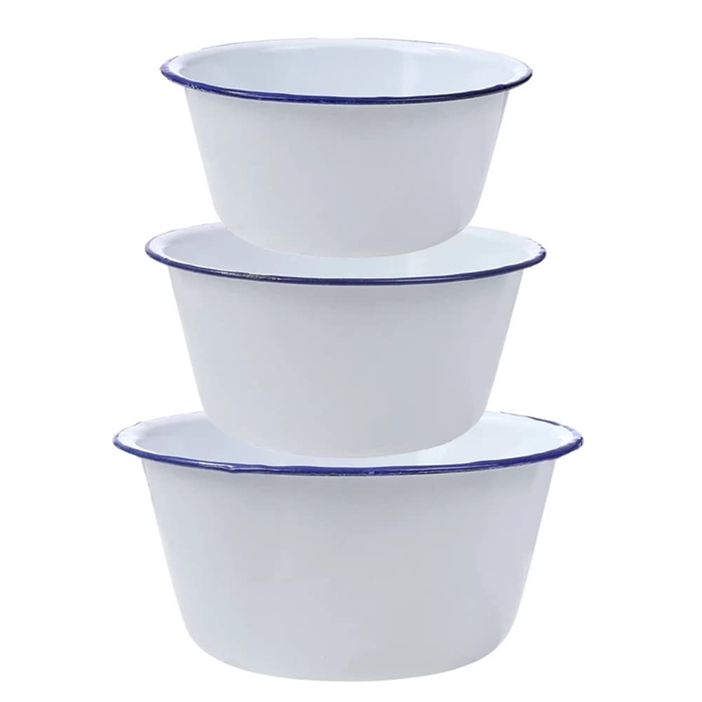 Vintage Enamel Salad Bowl - Durable Multifunctional Soup Plate for Fruits, Noodles, Rice & Snacks | Perfect for Kitchen, Dining & Picnic Tableware | Ideal for Home, Restaurant & Outdoor Use