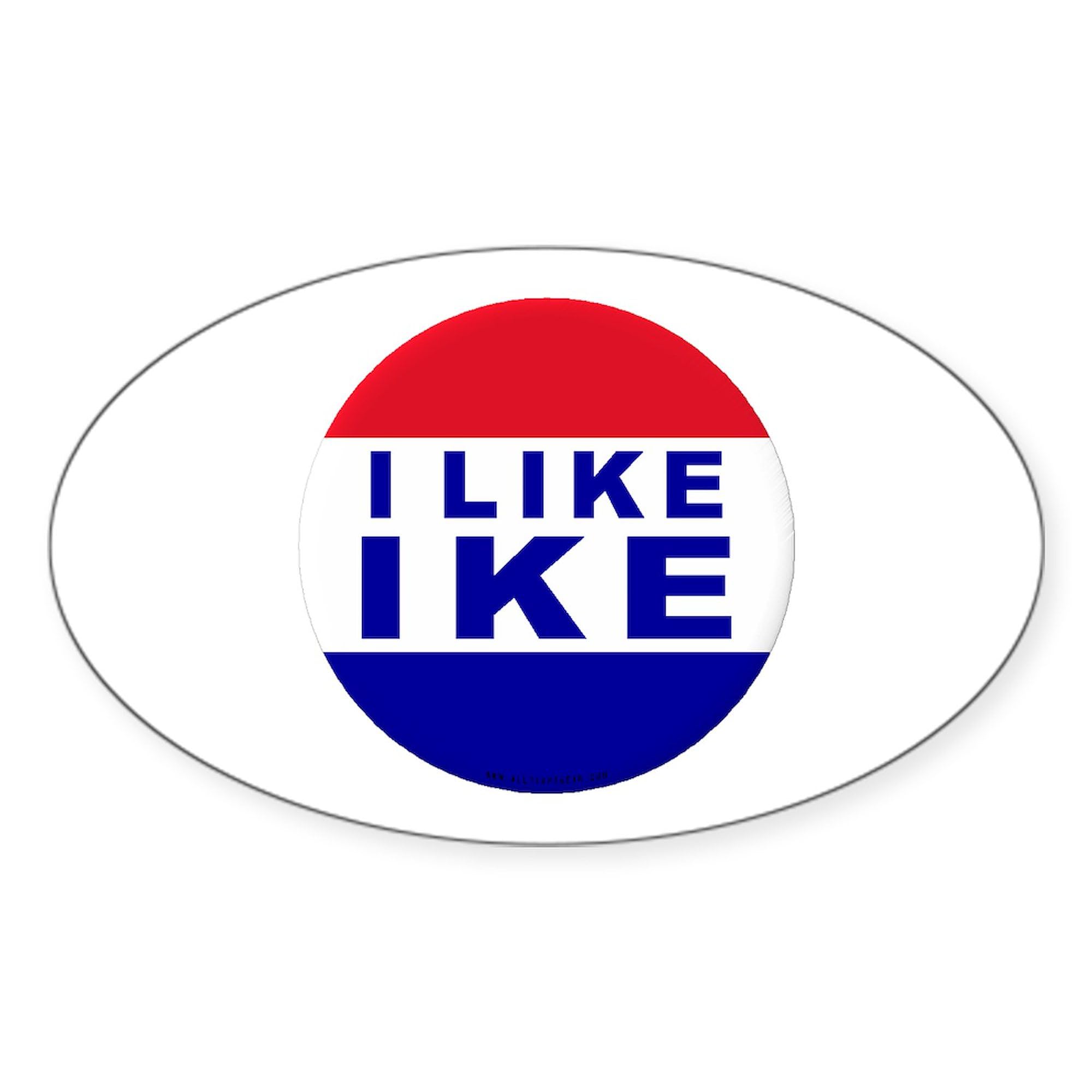 I Like Ike Oval Sticker - Durable Vinyl Bumper Decal for Cars, Laptops & Windows - Funny Political Novelty Gift for Eisenhower Fans & History Buffs - Perfect for Campaigns, Parades & Car Decor