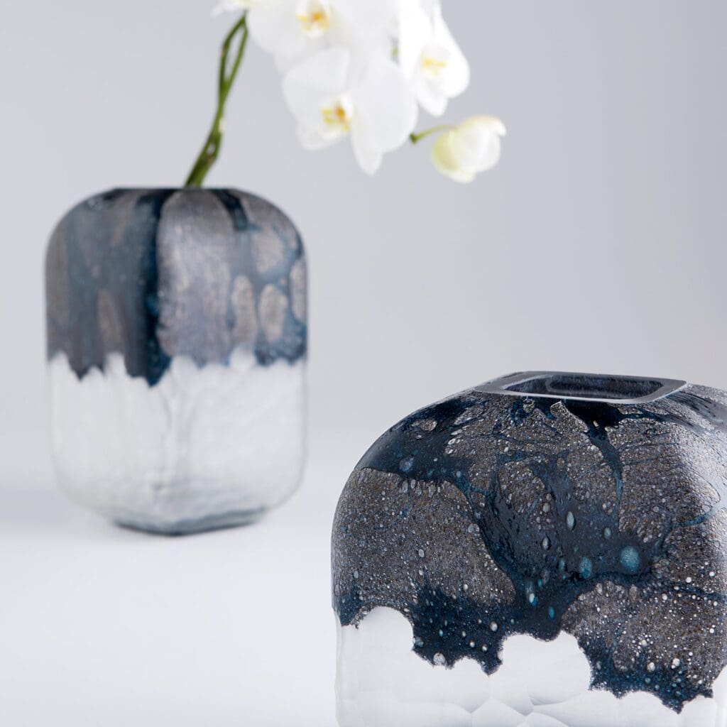 Cyan Design 10900 Bosco Vase - Blue and White Ceramic Home Decor - Small Tabletop Vase for Flowers, Centerpiece, Wedding, Living Room & Office Decor