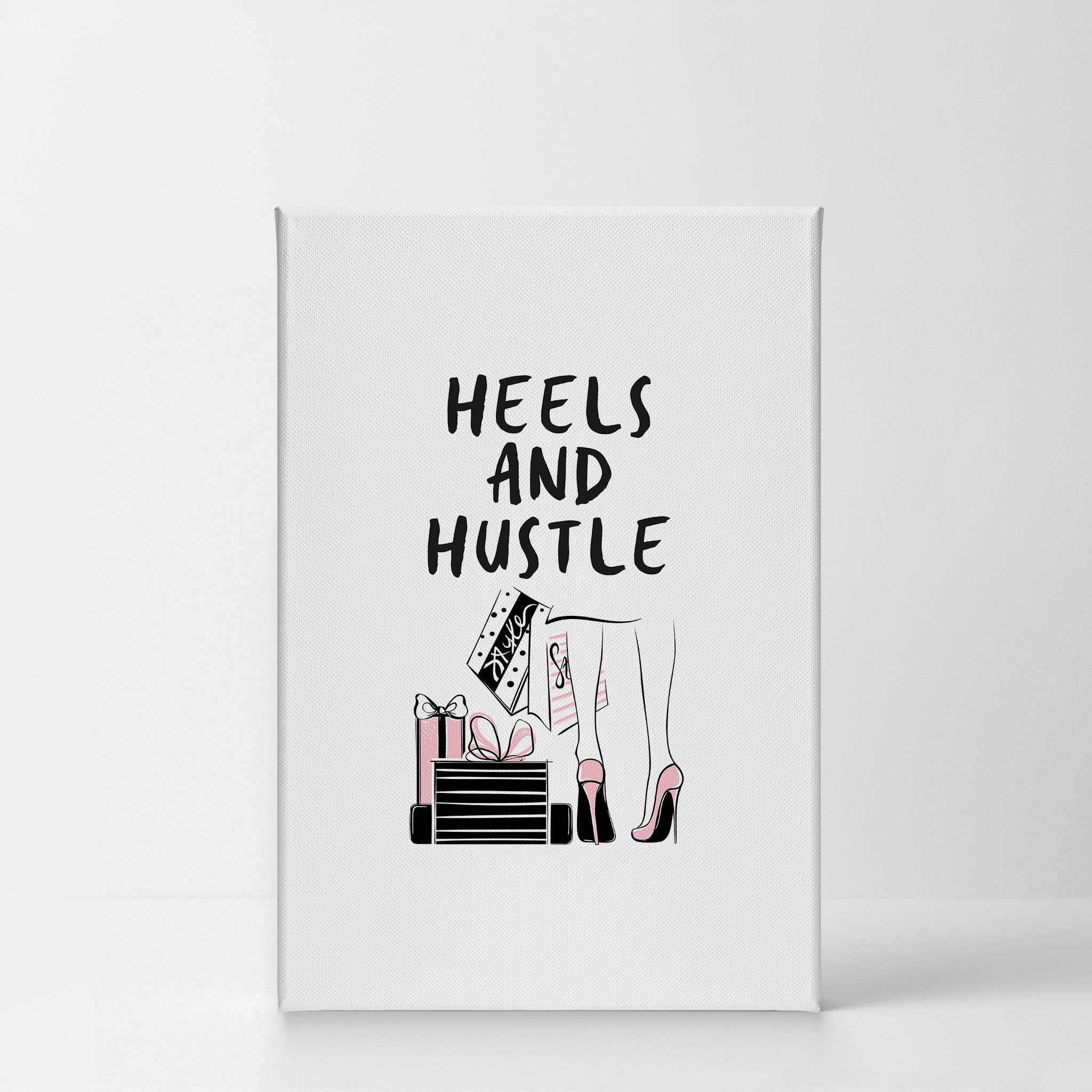 Smile Art Design Heels and Hustle Fashion Sketch Canvas Print - Glamorous Women's Wall Art for Office, Bathroom, Teen Girls Room, Dorm & Living Room Decor - Ready to Hang 40x30 Inches - Perfect for Fashion Lovers & Home Styling