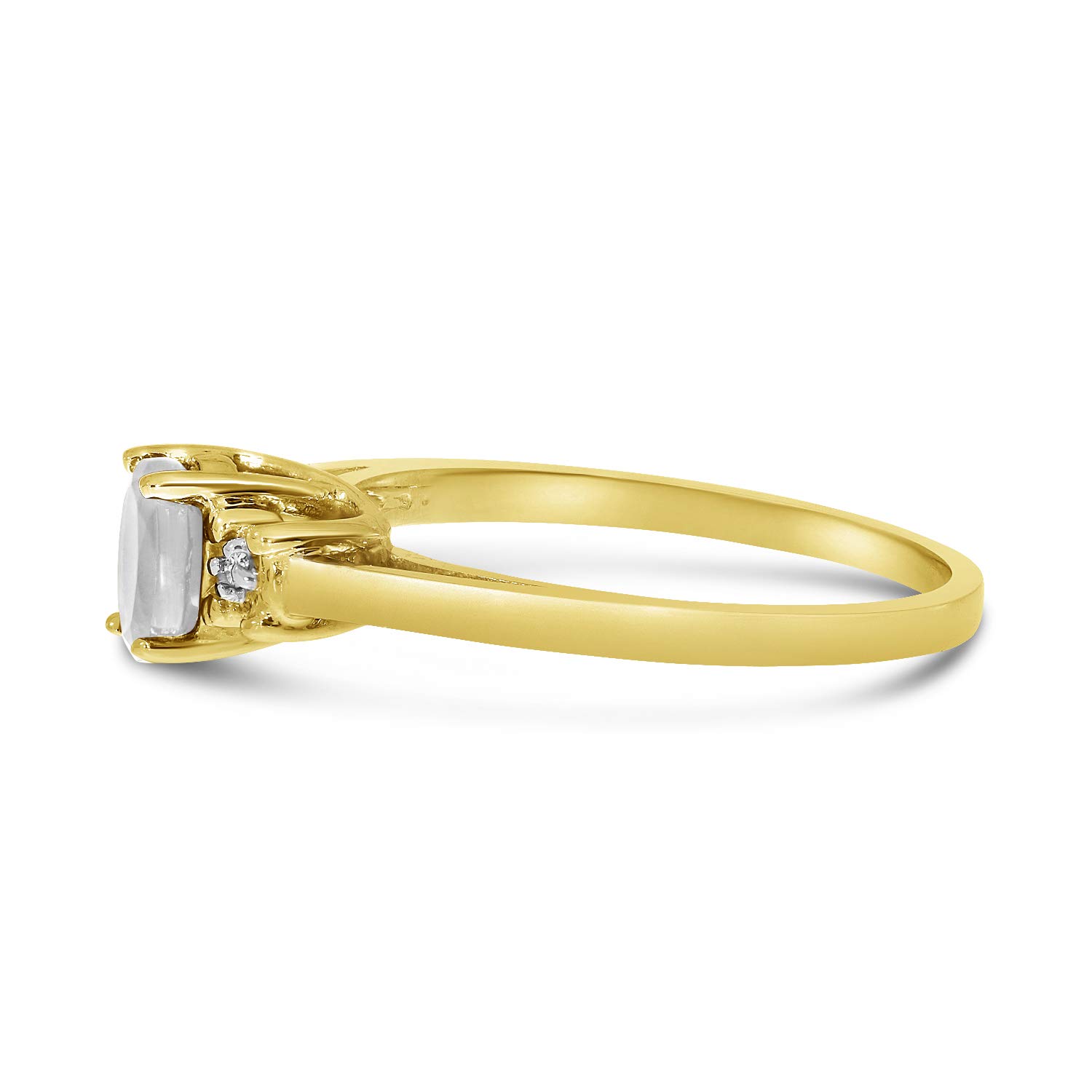 Jewels By Lux 10k Yellow Gold Genuine Birthstone Solitaire Oval Gemstone & Diamond Engagement Ring for Women | Perfect Wedding, Anniversary & Proposal Gift